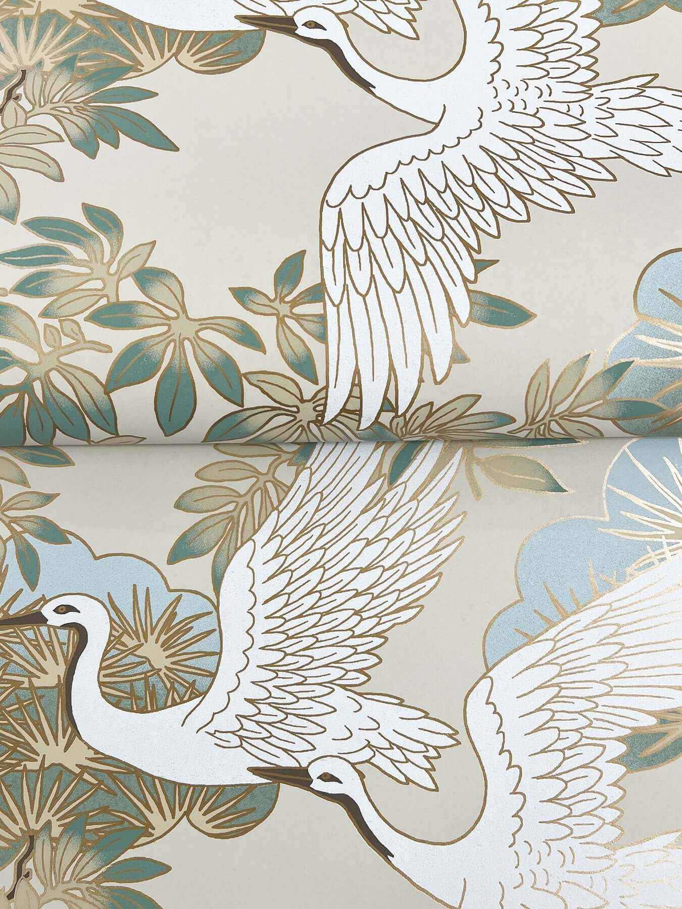Sprig & Heron Beige Wallpaper - York Wallcoverings - ZA8009 - York Wallcoverings Wallpaper