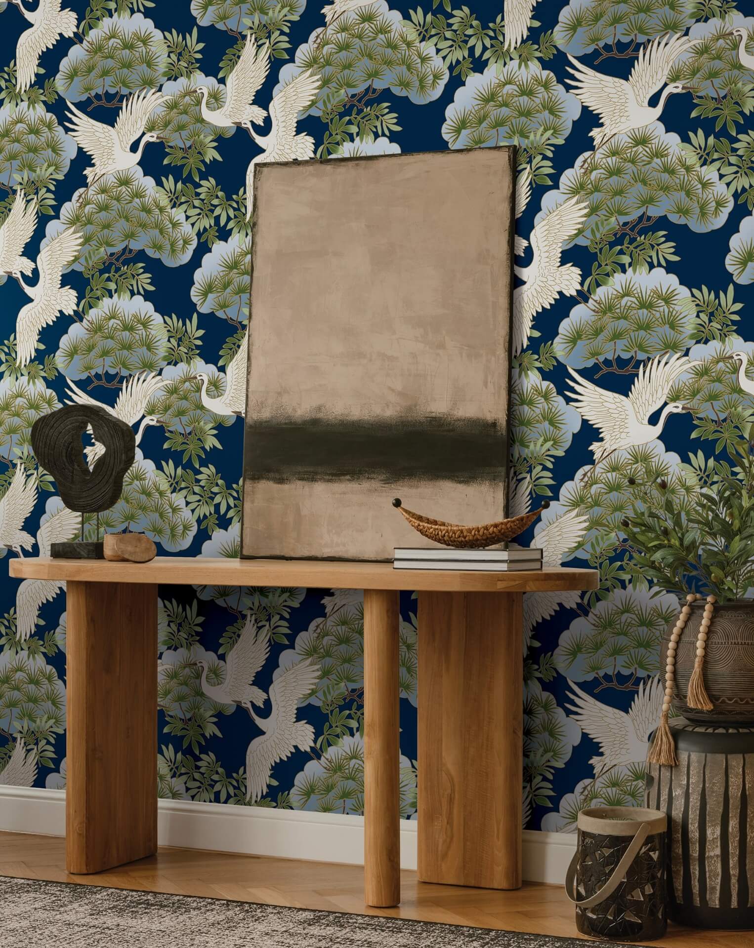 sprig-heron-navy-wallpaper-york-wallcoverings-za8007 - York Wallpaper Wallpaper
