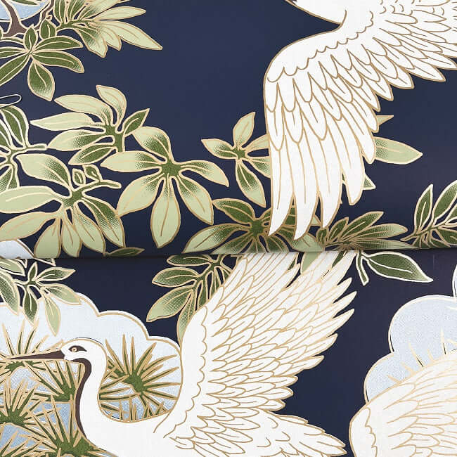 sprig-heron-navy-wallpaper-york-wallcoverings-za8007 - York Wallpaper Wallpaper