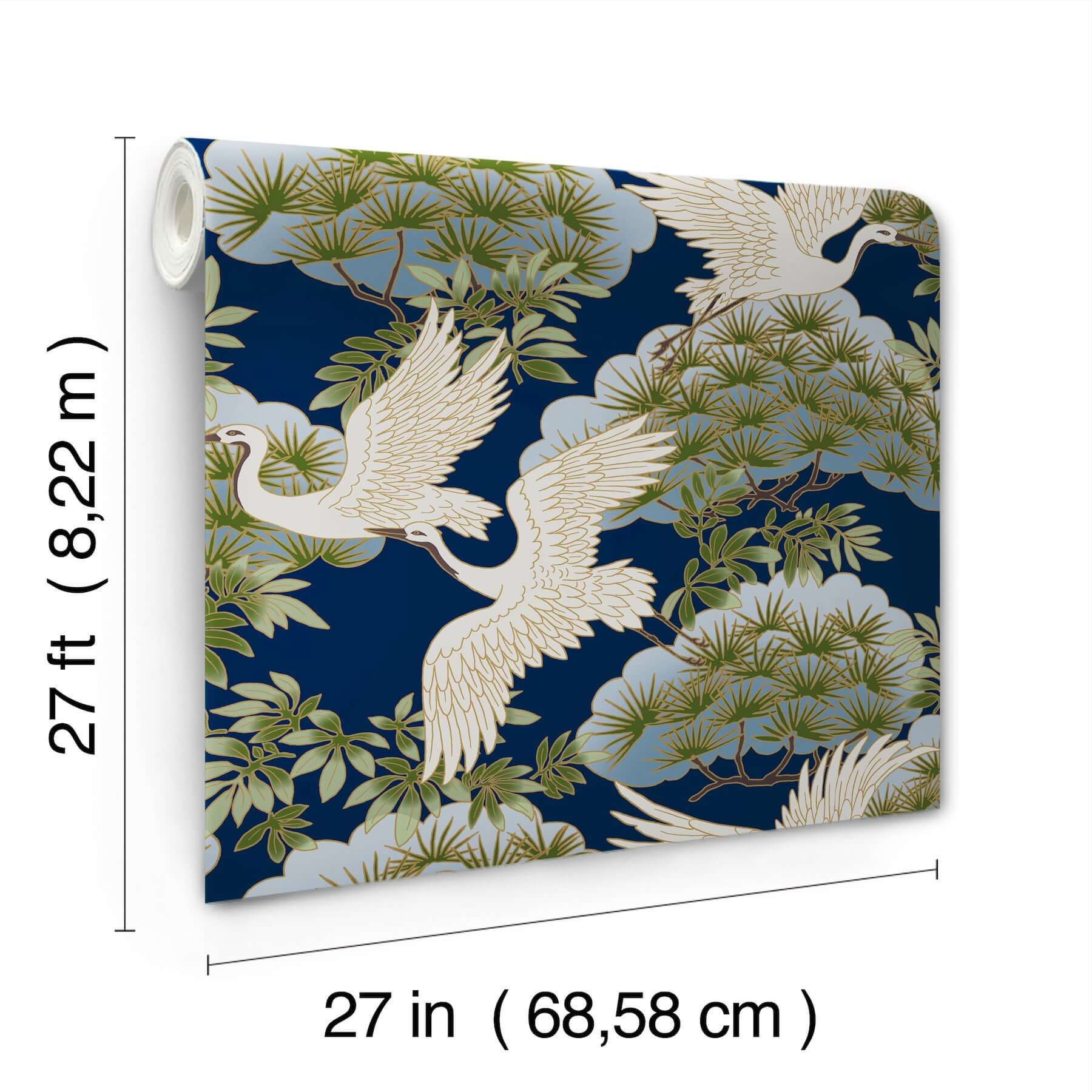 sprig-heron-navy-wallpaper-york-wallcoverings-za8007 - York Wallpaper Wallpaper