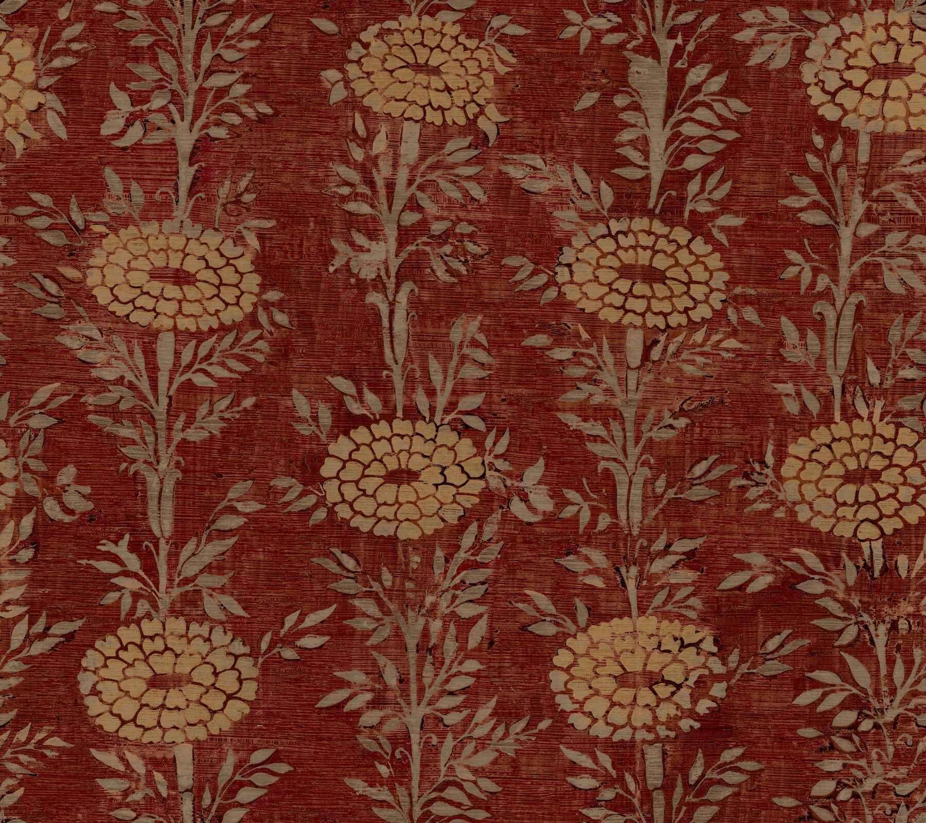 French Marigold Red & Gold Wallpaper - York Wallcoverings - ZA8019