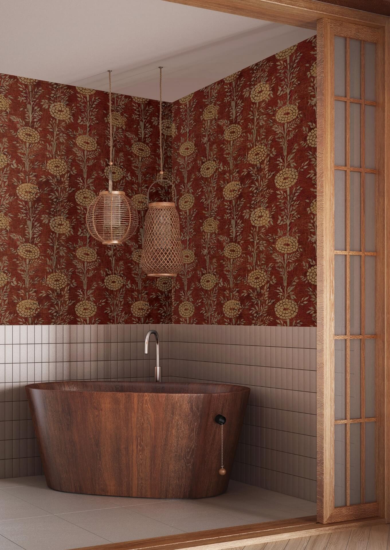 french-marigold-red-gold-wallpaper-york-wallcoverings-za8019 - York Wallpaper Wallpaper