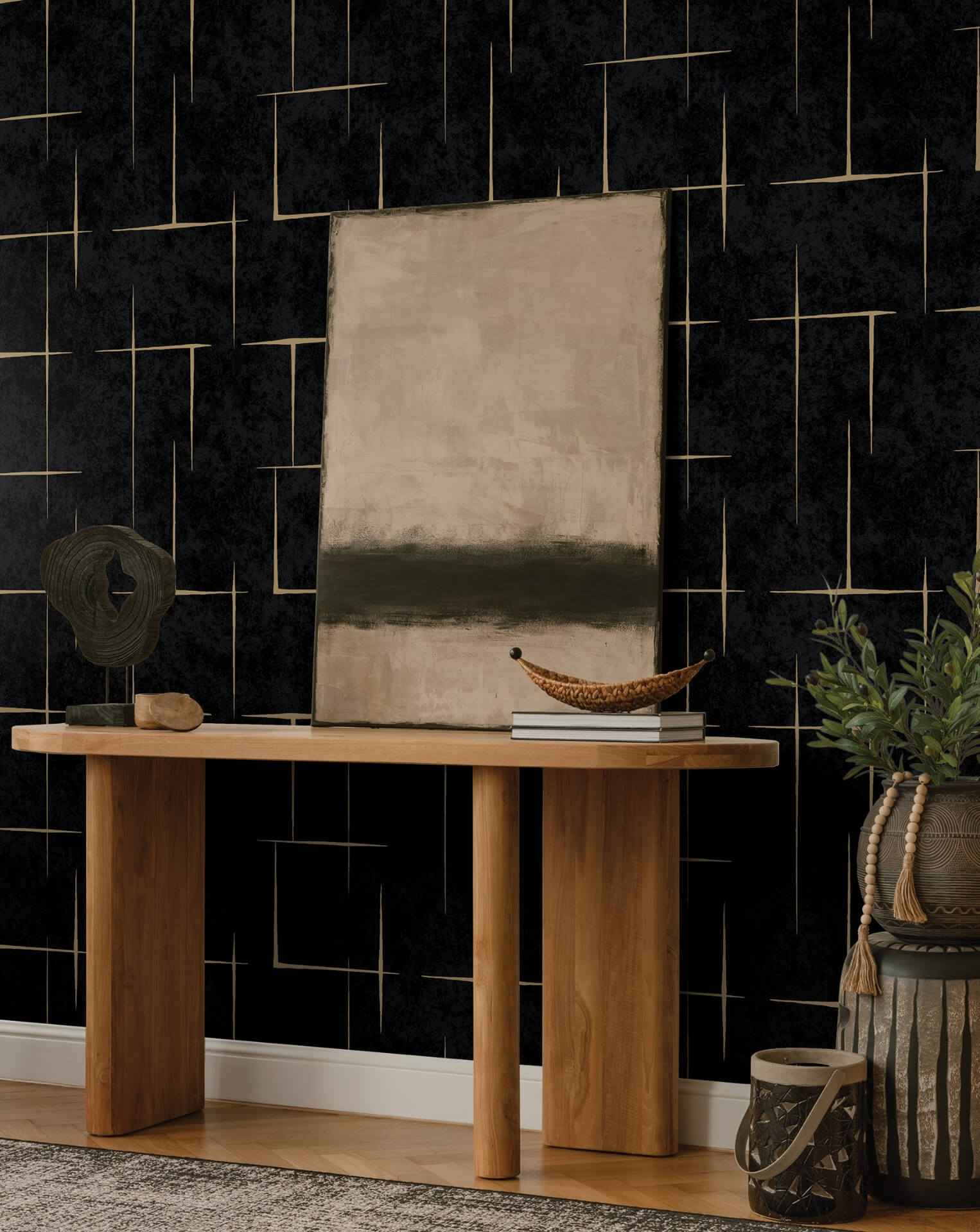 Malia Gold & Black Wallpaper - York Wallcoverings - ZA8054 - York Wallcoverings Wallpaper