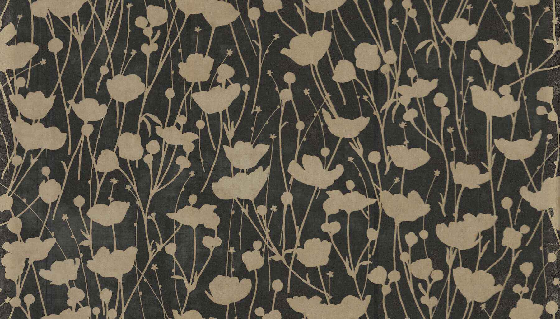 Shimmering Poppies Black & Gold Wallpaper - York Wallcoverings - ZA8066 - York Wallcoverings Wallpaper