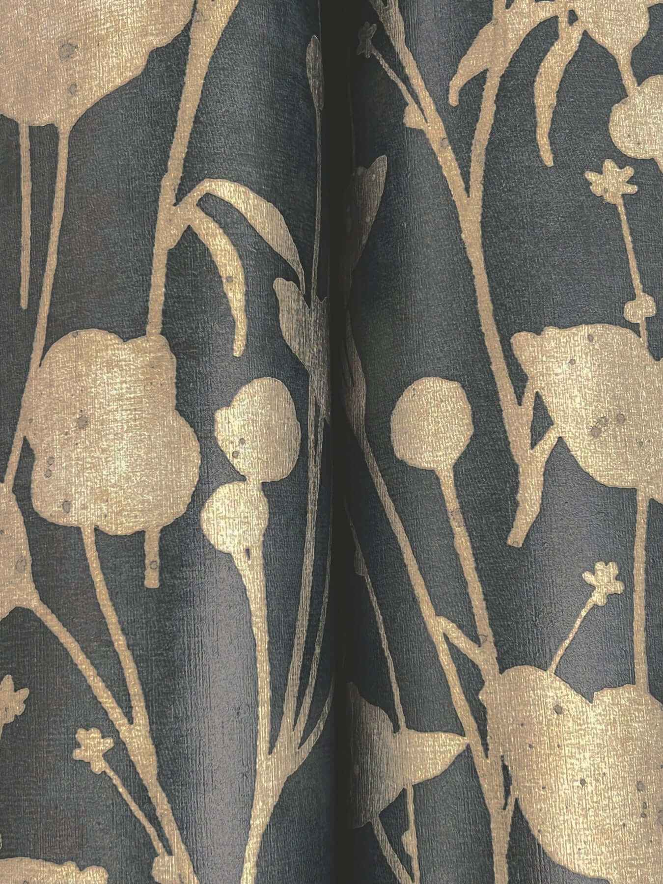 Shimmering Poppies Black & Gold Wallpaper - York Wallcoverings - ZA8066 - York Wallcoverings Wallpaper