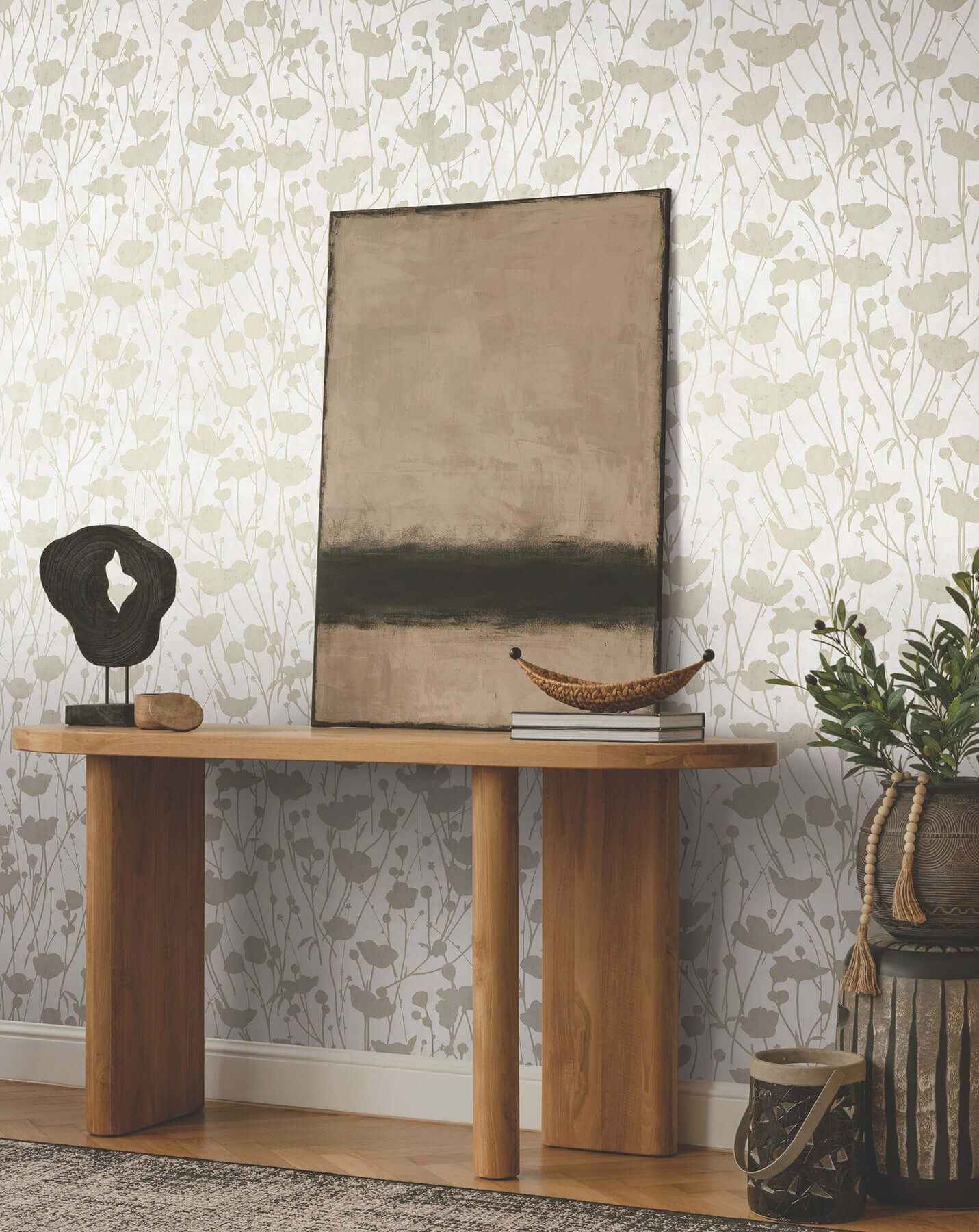 Shimmering Poppies White & Gold Wallpaper - York Wallcoverings - ZA8069 - York Wallcoverings Wallpaper