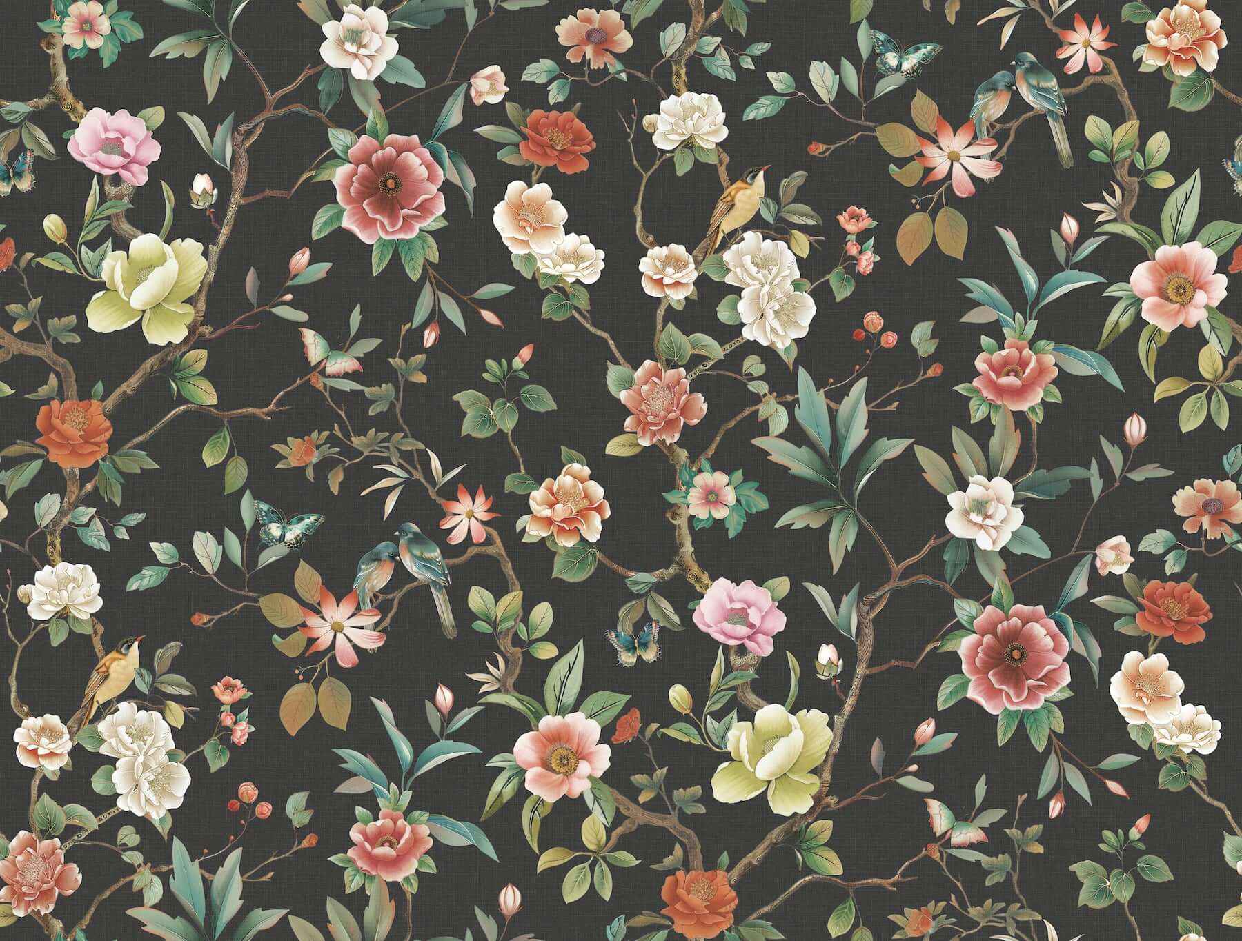 Kimora's Garden Black Wallpaper - York Wallcoverings - ZA8038 - York Wallcoverings Wallpaper