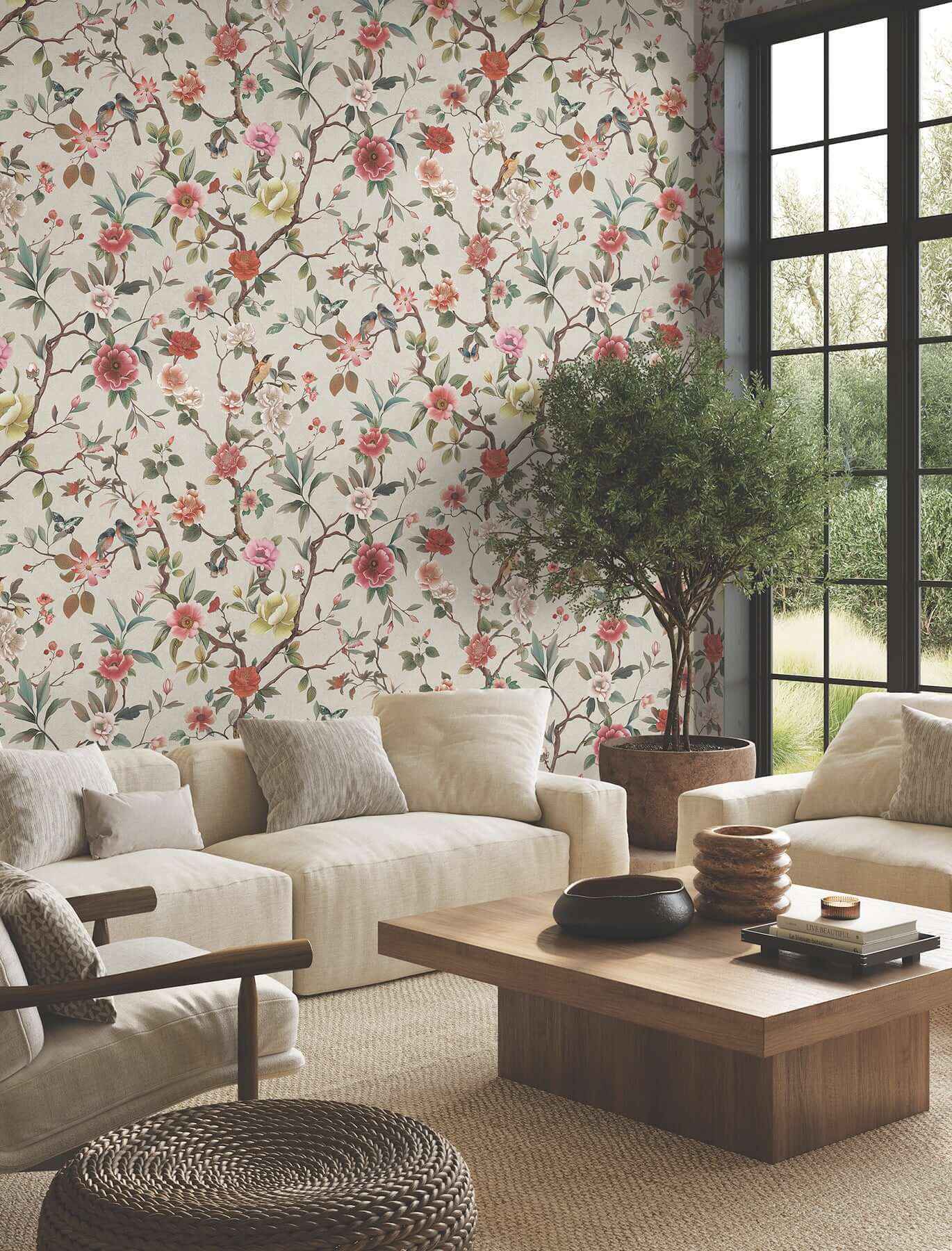 Kimora's Garden Ivory Wallpaper - York Wallcoverings - ZA8039 - York Wallcoverings Wallpaper
