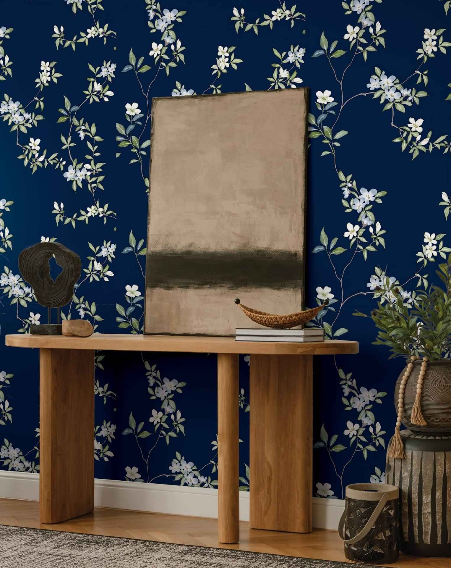 April Blossom Navy Wallpaper - York Wallcoverings - ZA8071 - York Wallcoverings Wallpaper