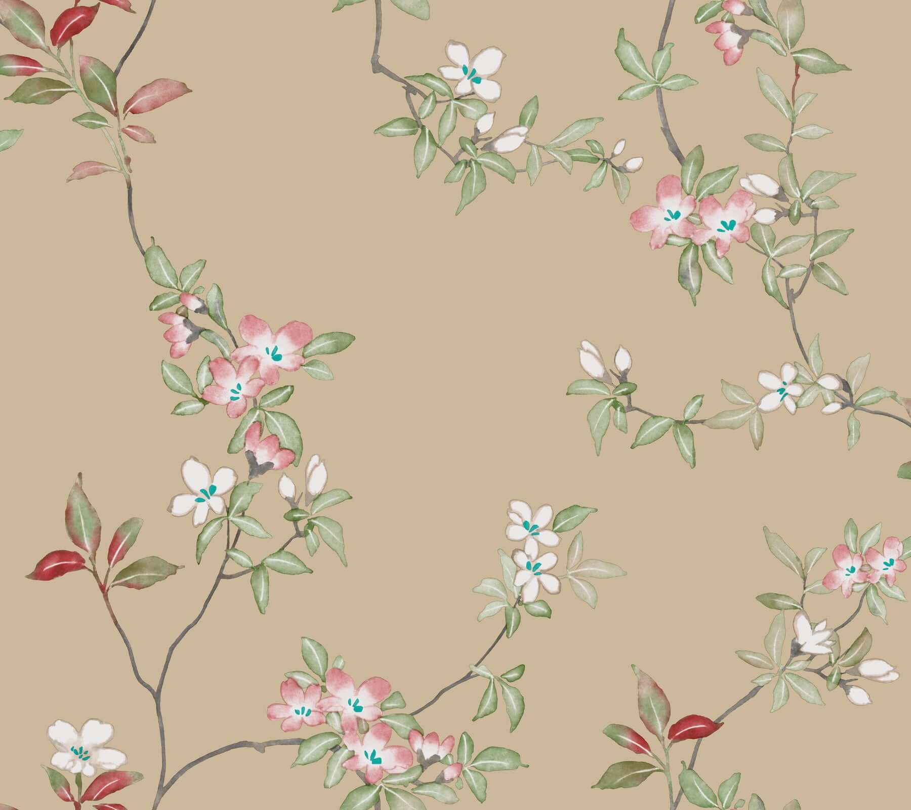april-blossom-wallpaper-sand-york-wallcoverings-za8073 - York Wallcoverings Wallpaper