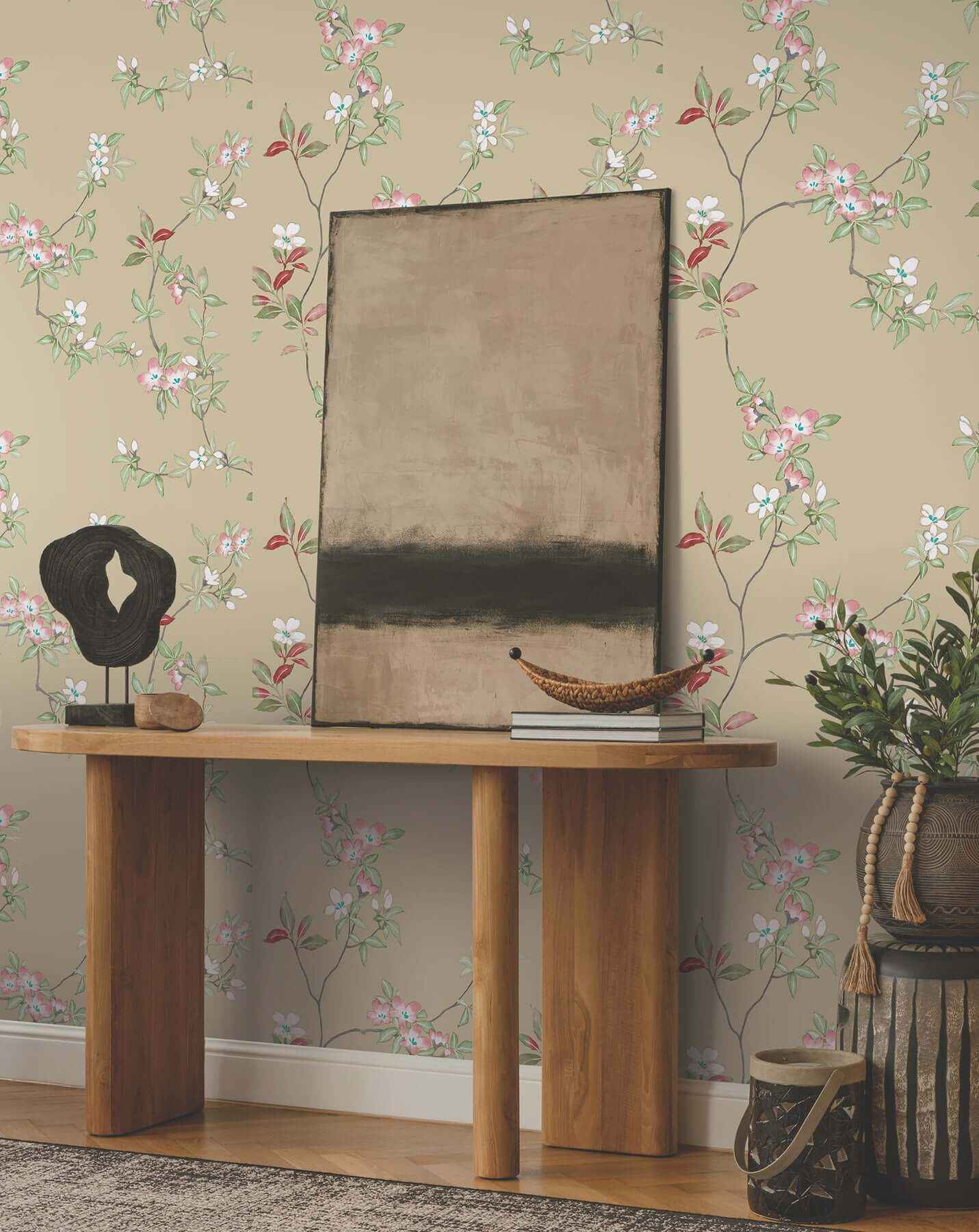 April Blossom Sand Wallpaper - York Wallcoverings - ZA8073 - York Wallcoverings Wallpaper