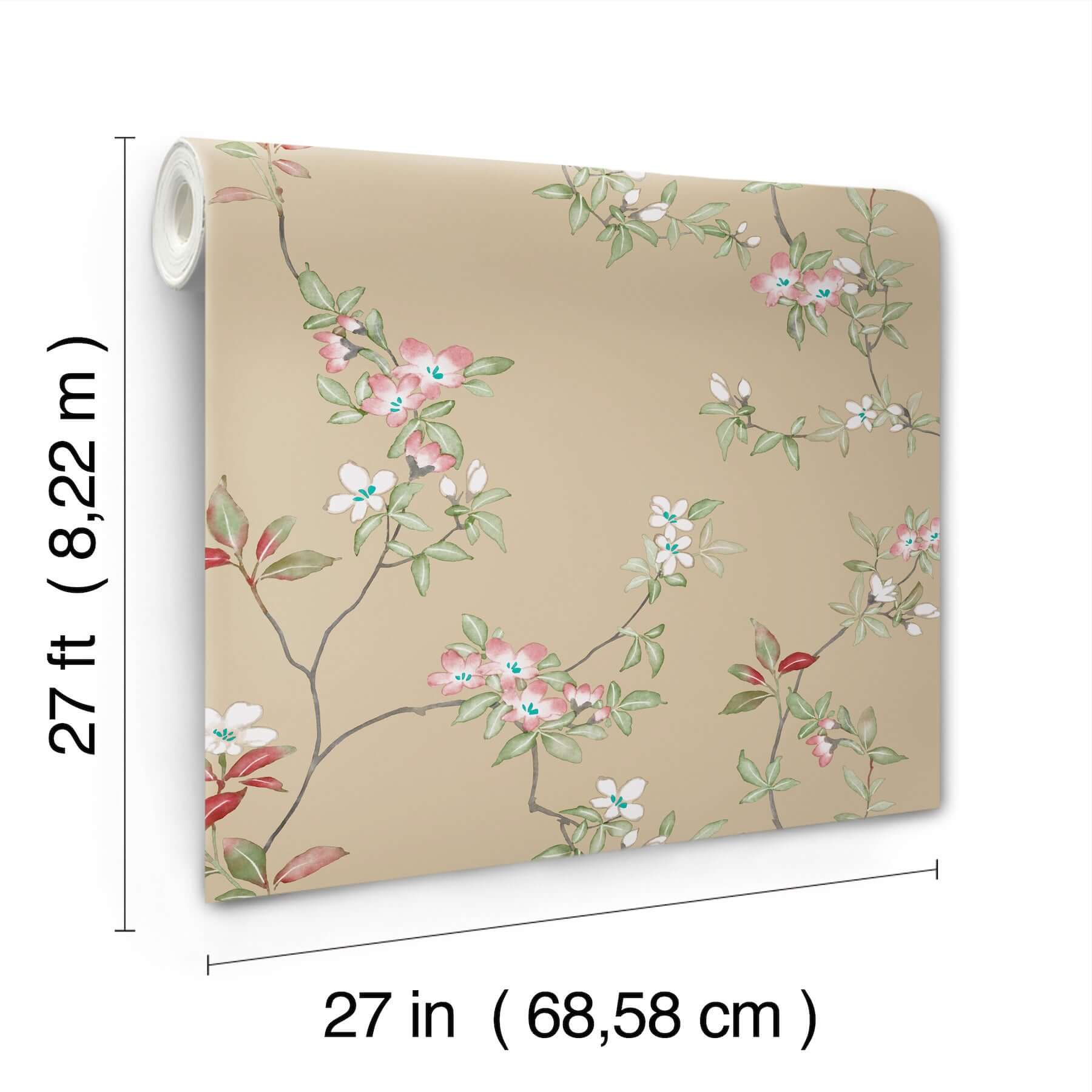 april-blossom-wallpaper-sand-york-wallcoverings-za8073 - York Wallcoverings Wallpaper