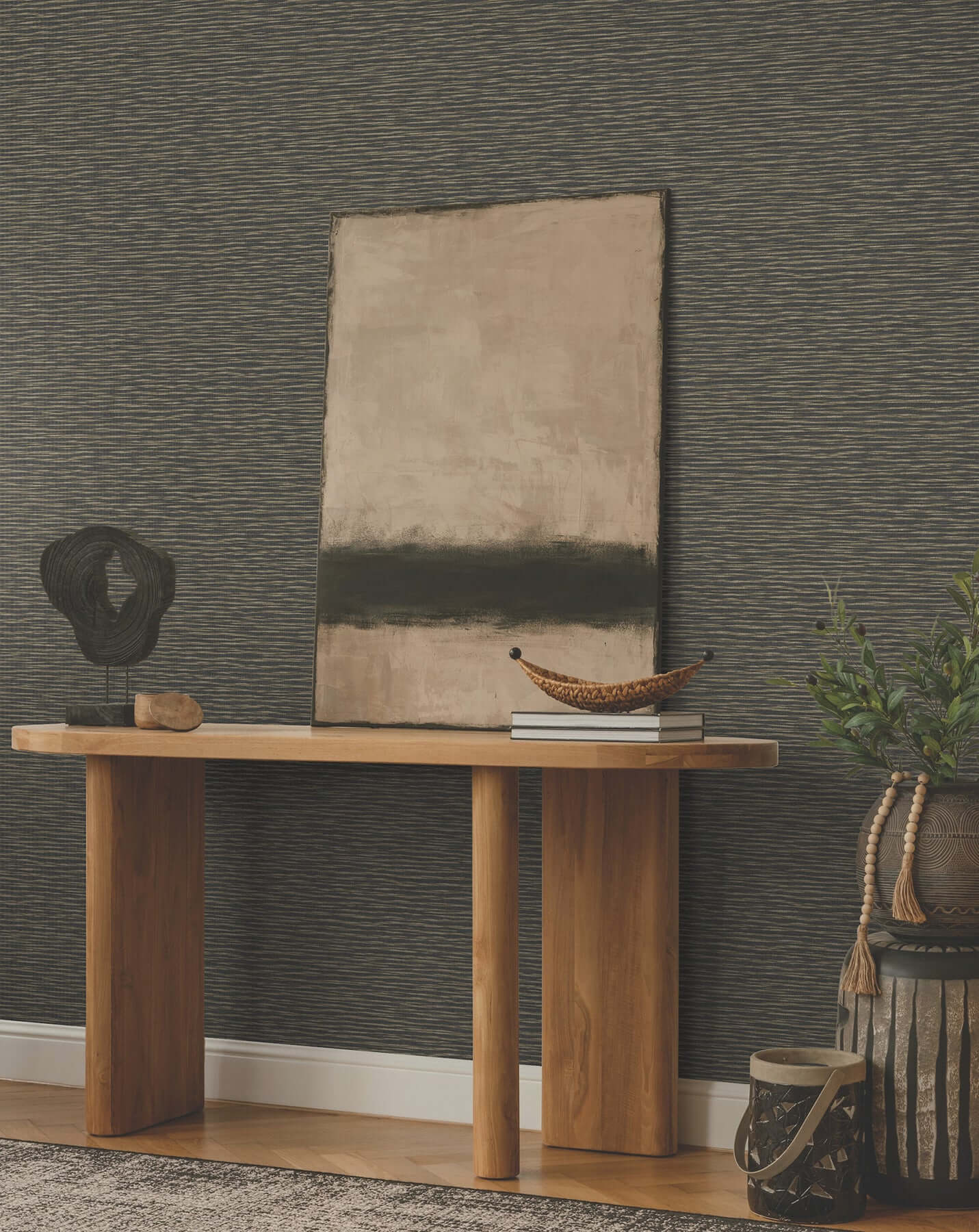 lotus-weave-charcoal-wallpaper-york-wallcoverings-za8041 - York Wallpaper Wallpaper