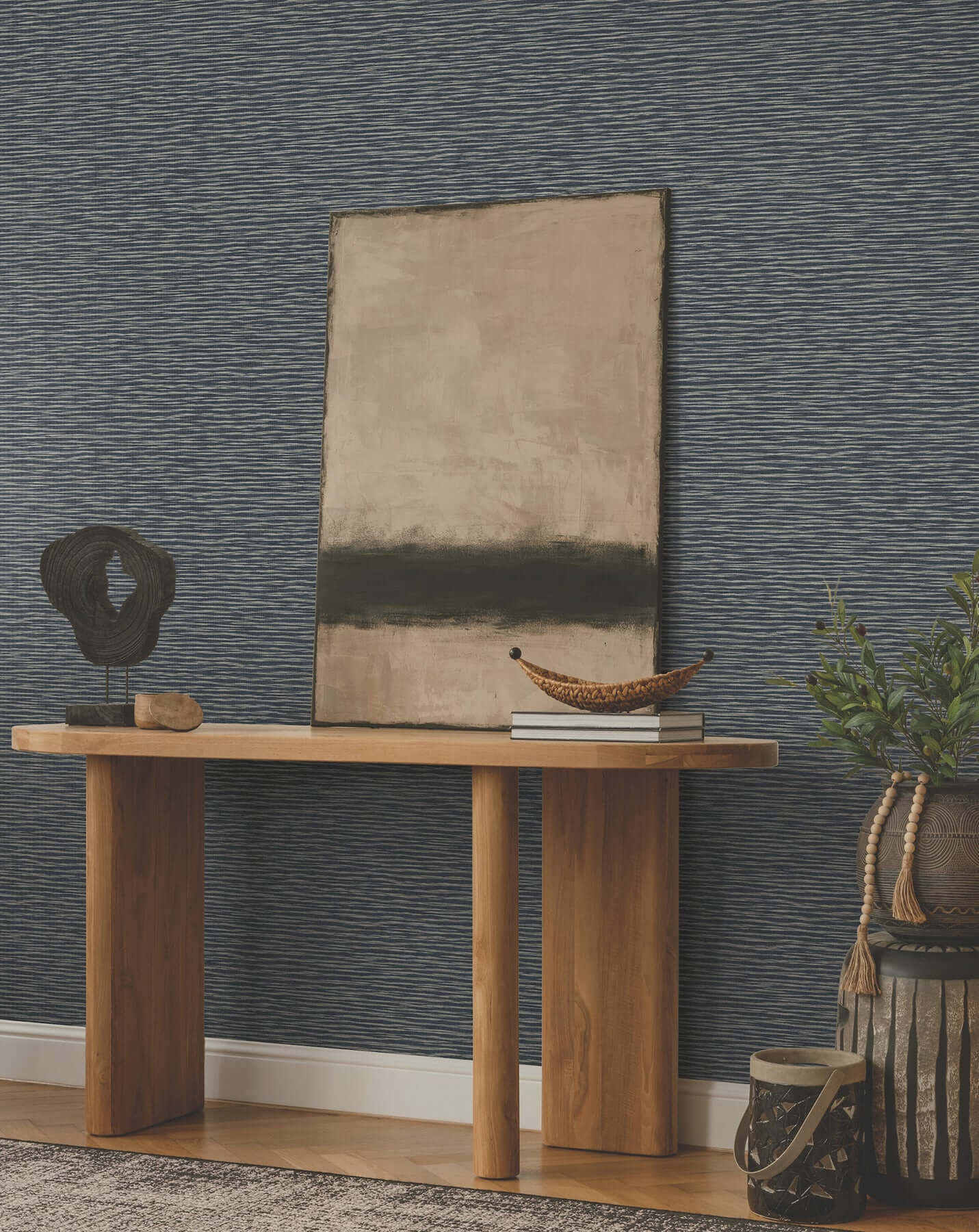 lotus-weave-navy-wallpaper-york-wallcoverings-za8042 - York Wallpaper Wallpaper