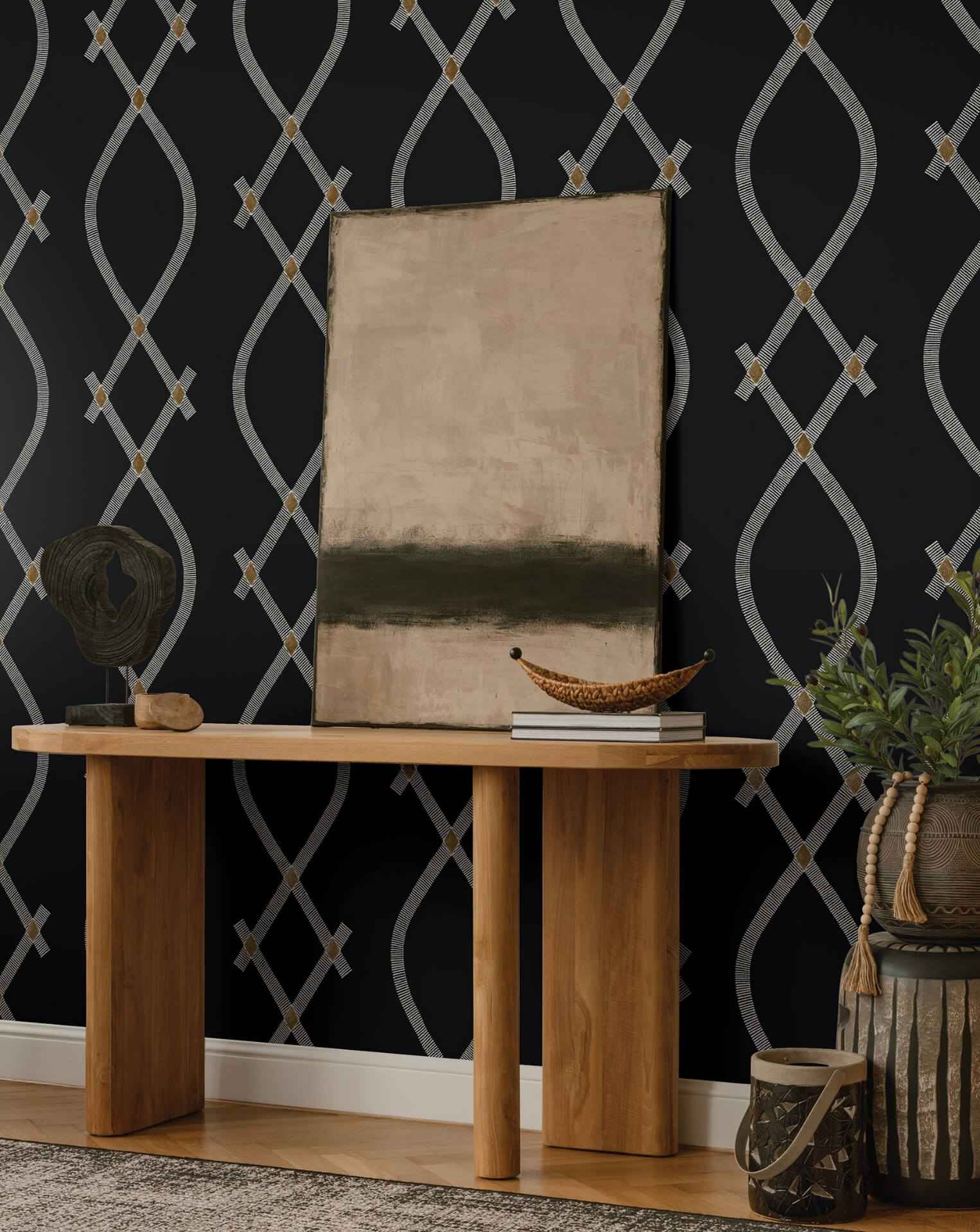 Ellena Black Wallpaper - York Wallcoverings - ZA8031 - York Wallcoverings Wallpaper