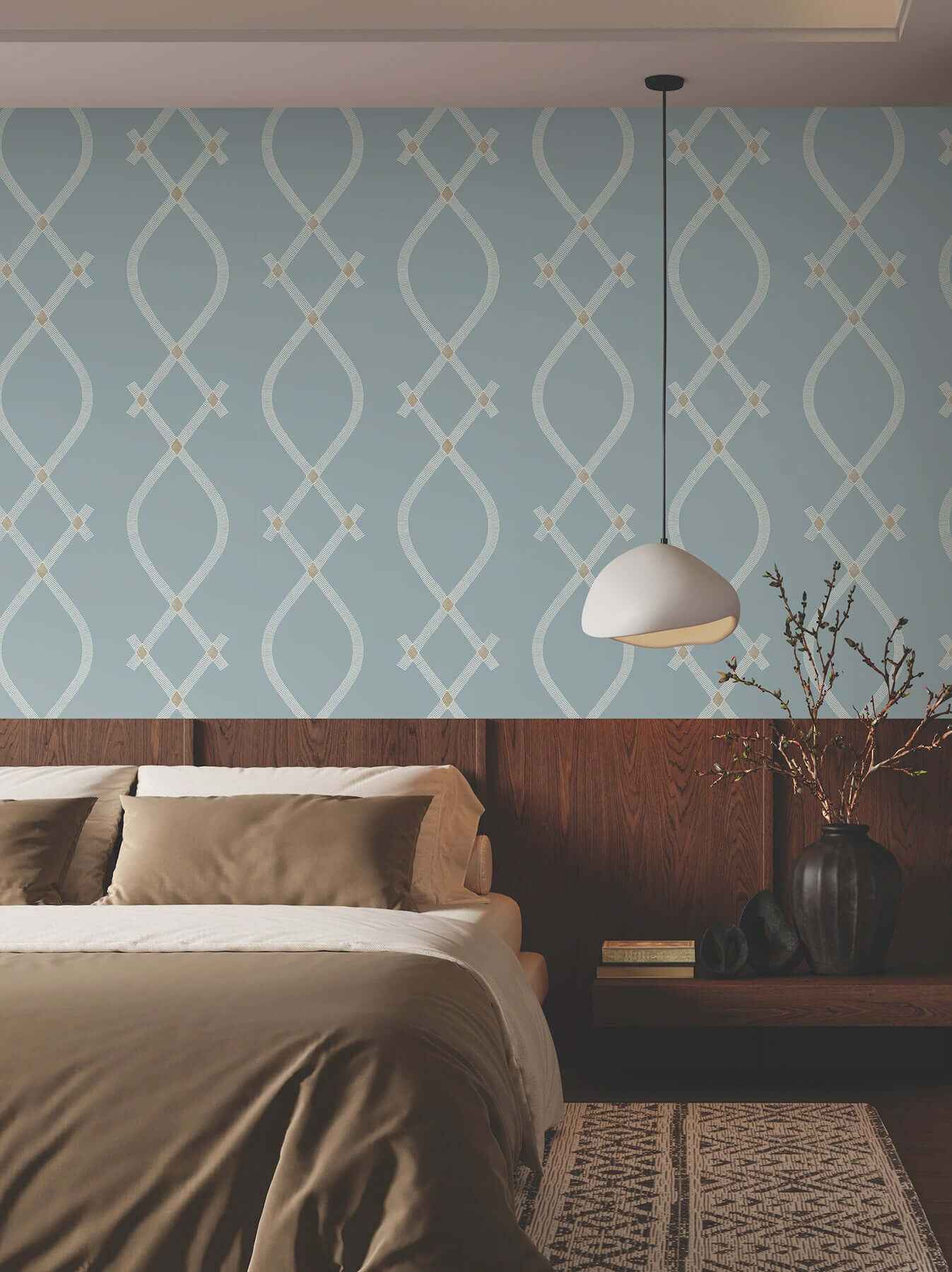Ellena Blue Wallpaper - York Wallcoverings - ZA8035 - York Wallcoverings Wallpaper