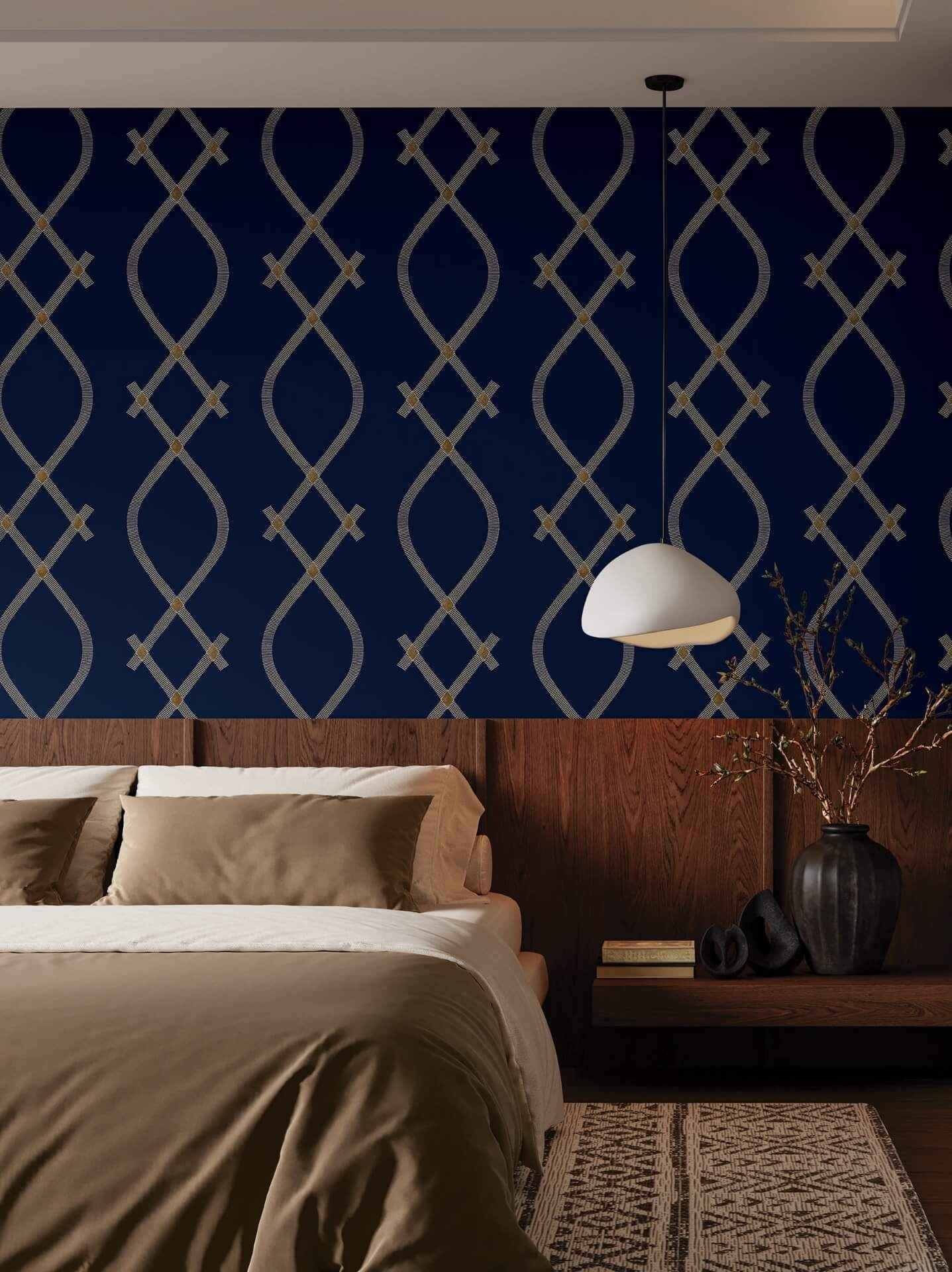 Ellena Navy Wallpaper - York Wallcoverings - ZA8032 - York Wallcoverings Wallpaper