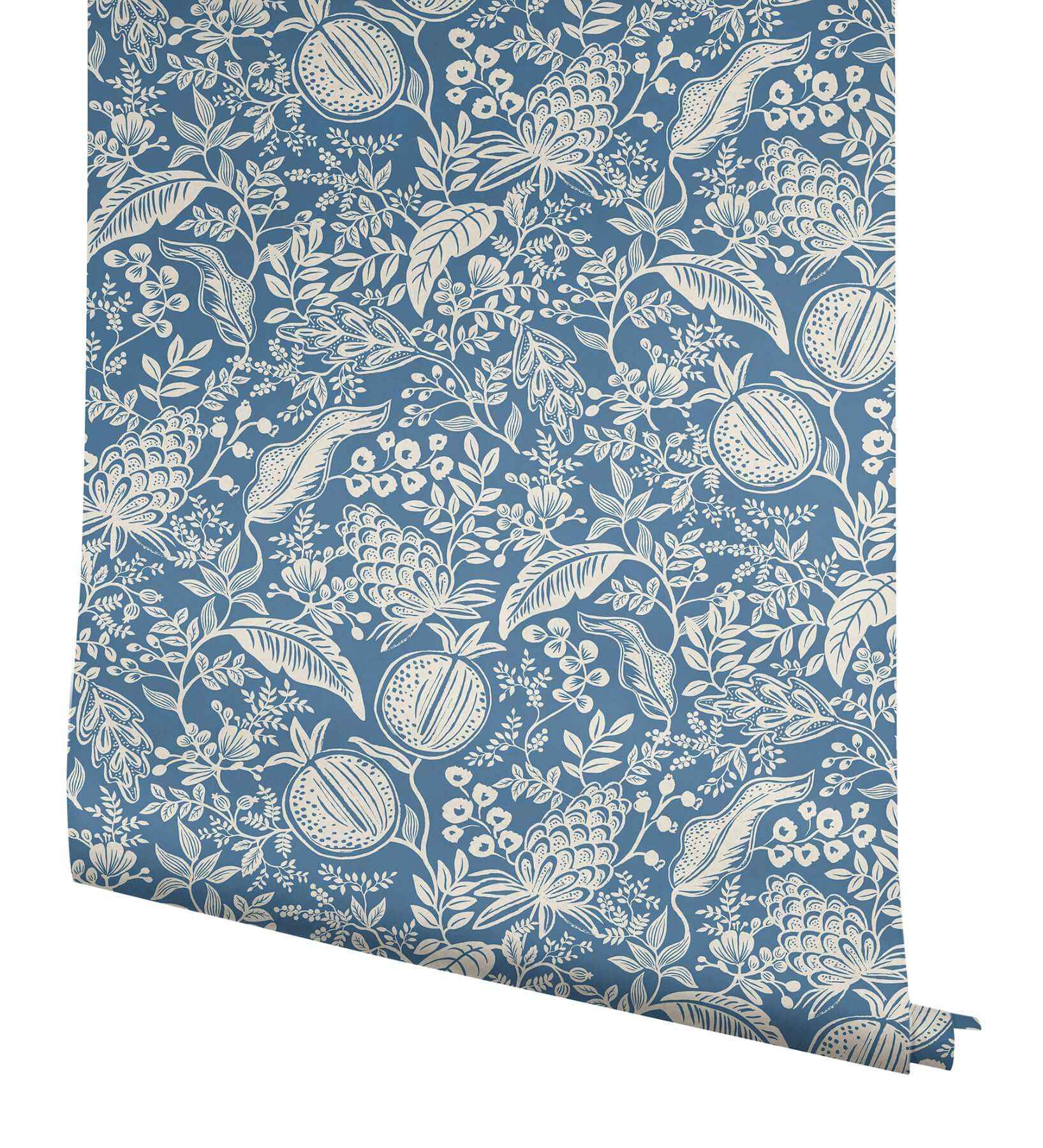 Pomegranate Blue & Ivory Peel & Stick Wallpaper - York Wallcoverings - PSW1631RL