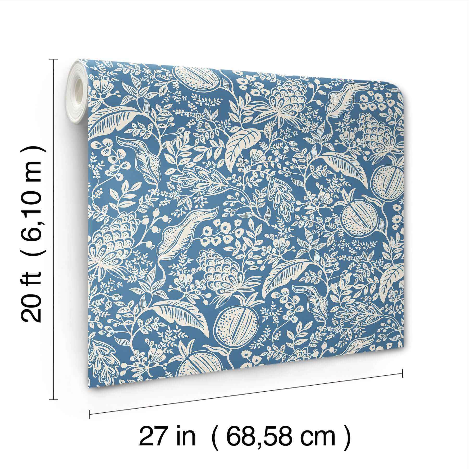 Pomegranate Blue & Ivory Peel & Stick Wallpaper - York Wallcoverings - PSW1631RL - York Wallcoverings Wallpaper