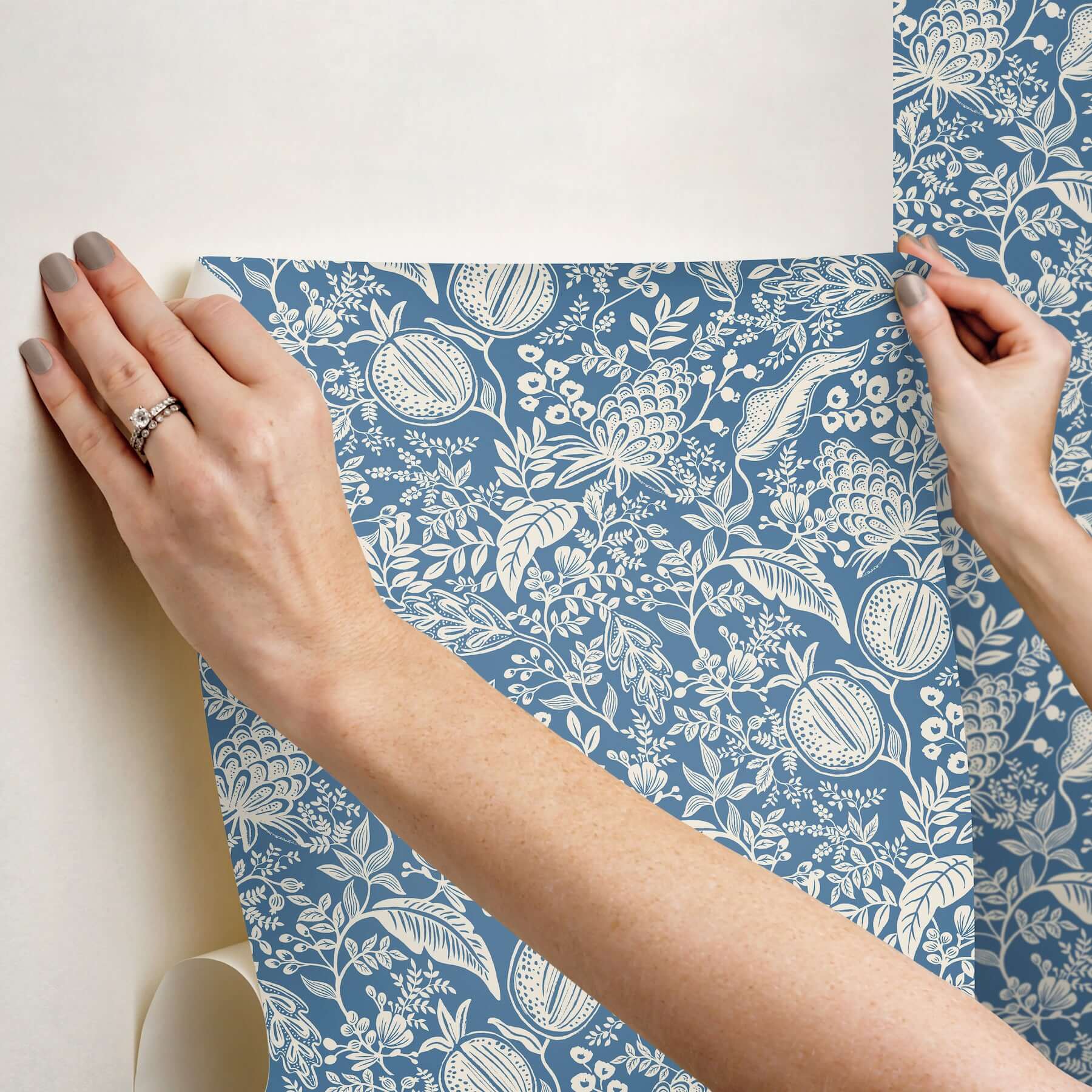 pomegranate-blue-ivory-peel-stick-wallpaper-york-wallcoverings-psw1631rl - York Wallcoverings Wallpaper