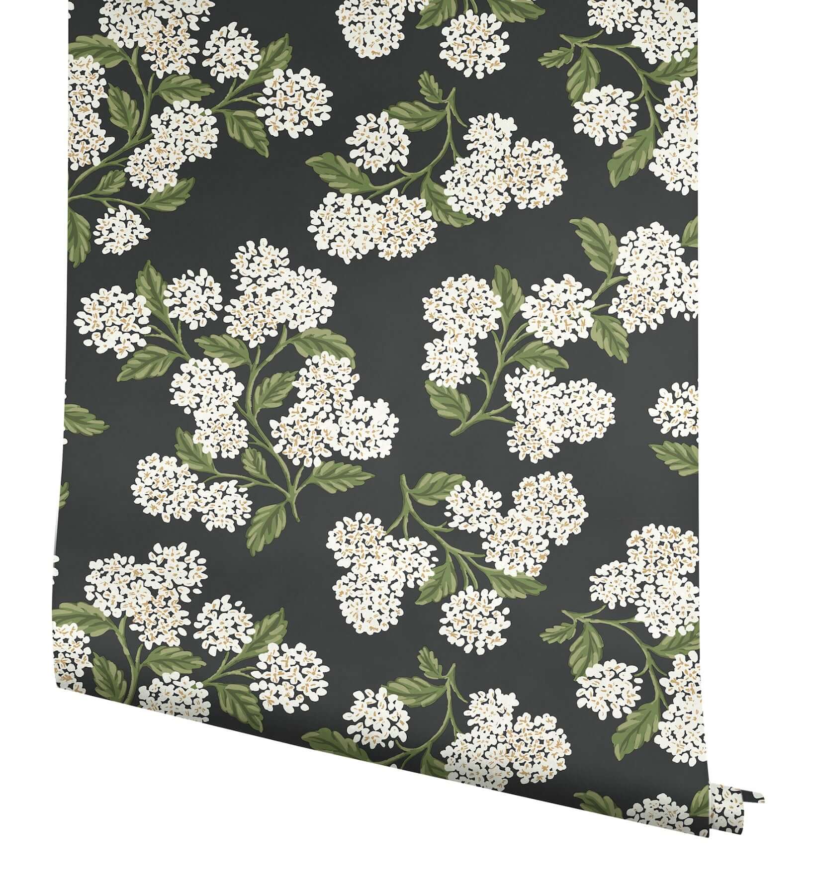 hydrangea-black-white-peel-stick-wallpaper-york-wallcoverings-psw1618rl - York Wallpaper Wallpaper