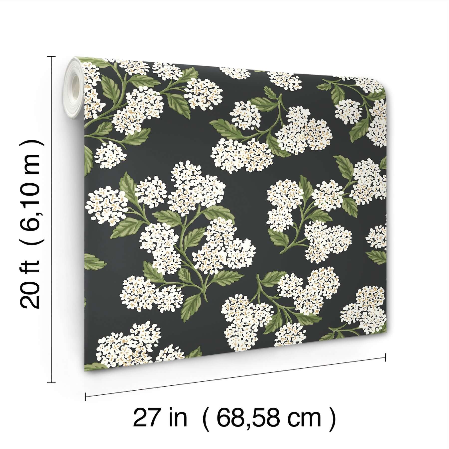 hydrangea-black-white-peel-stick-wallpaper-york-wallcoverings-psw1618rl - York Wallpaper Wallpaper
