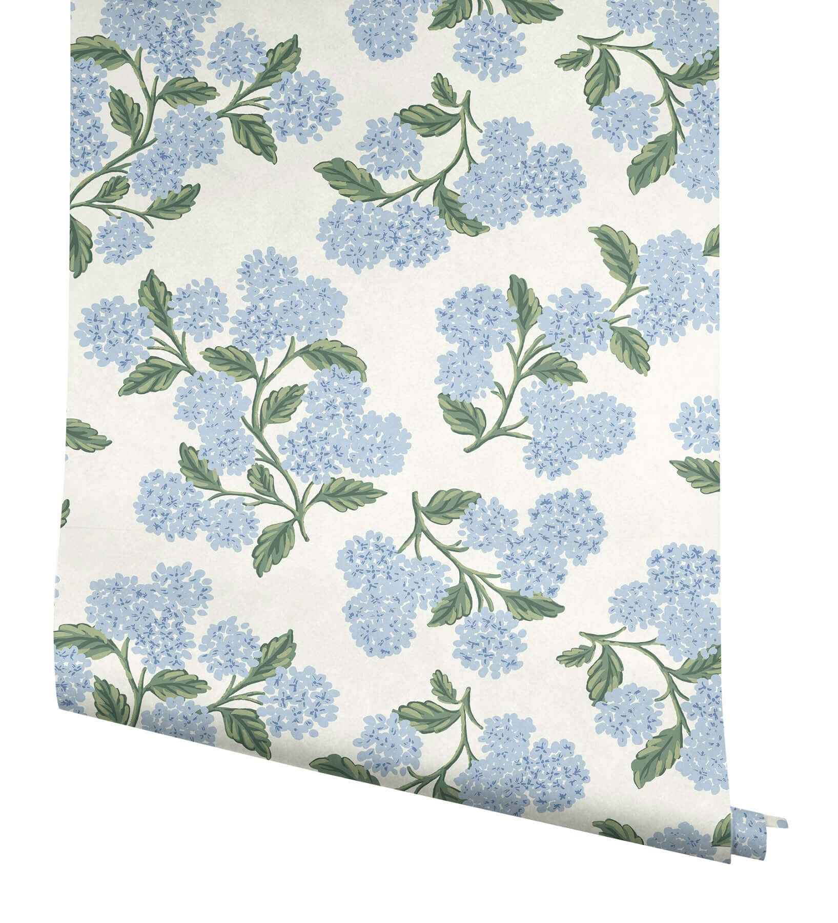 Hydrangea Blue & White Peel & Stick Wallpaper - York Wallcoverings - PSW1617RL - York Wallcoverings Wallpaper