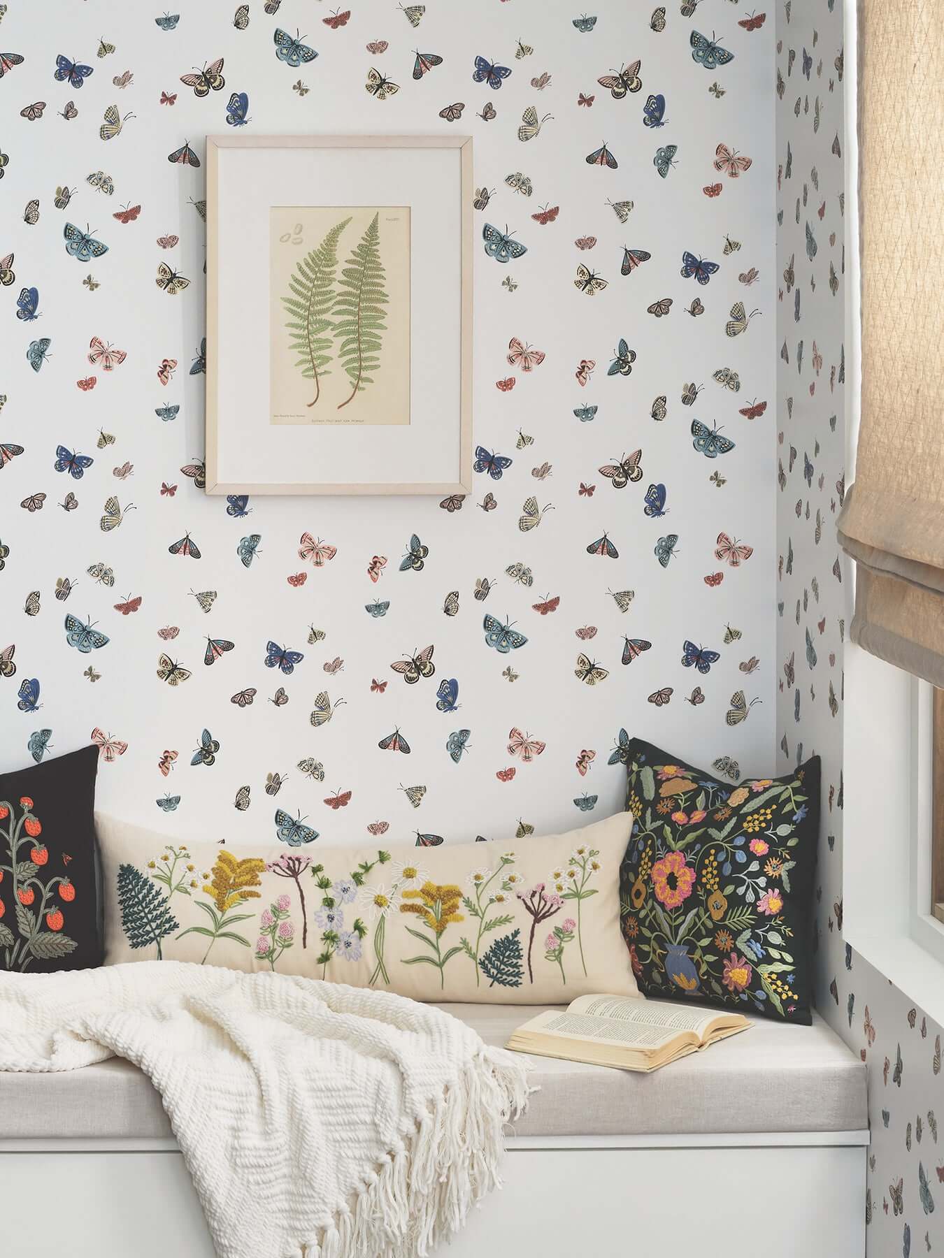 butterfly-house-white-peel-stick-wallpaper-york-wallcoverings-psw1632rl - York Wallcoverings Wallpaper