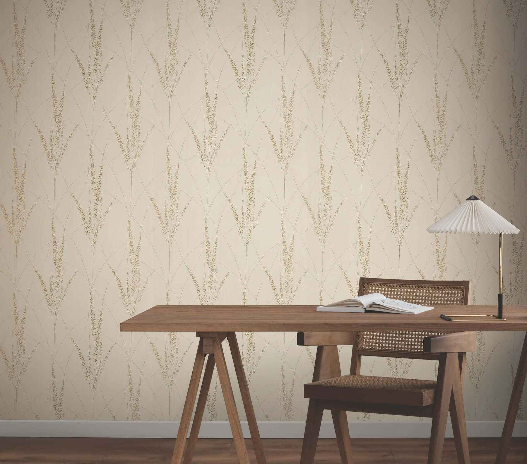 Graceful Willow Pale Straw Wallpaper - York Wallcoverings - GN2642