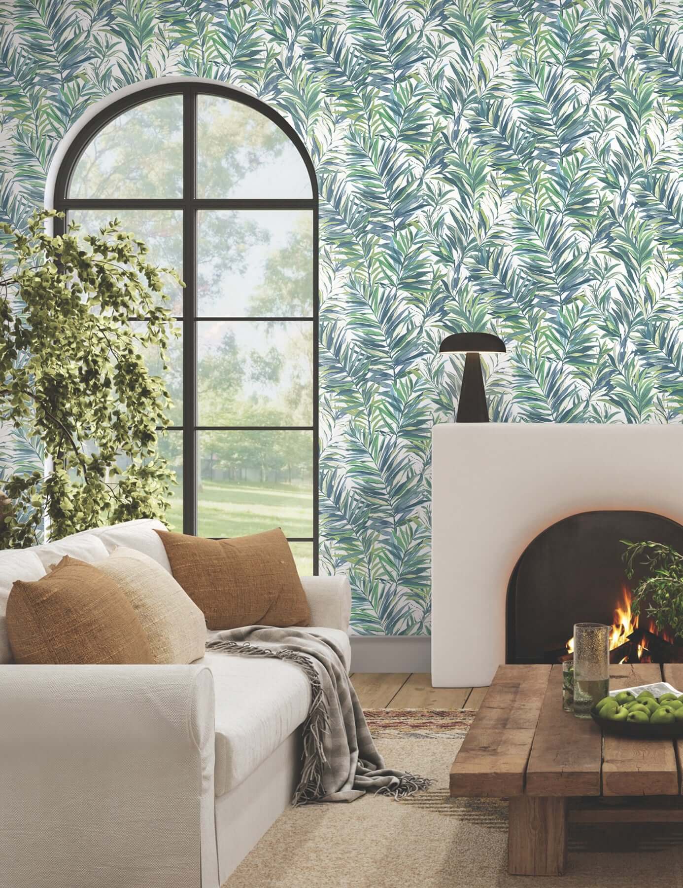 swaying-palms-green-blue-wallpaper-york-wallcoverings-gn2544 - York Wallcoverings Wallpaper