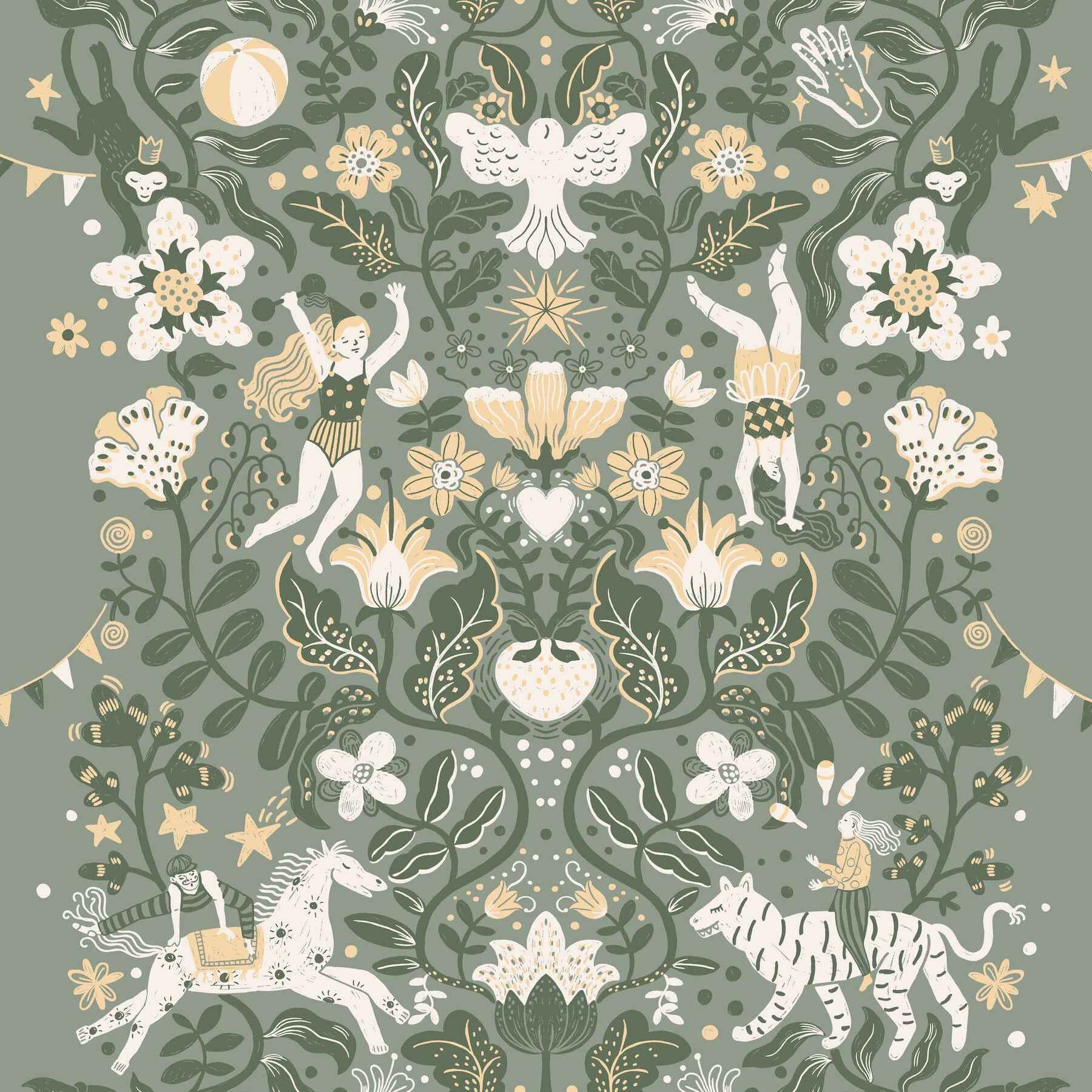 Cirkus Sea Green Wallpaper - York Wallcoverings - MB29027