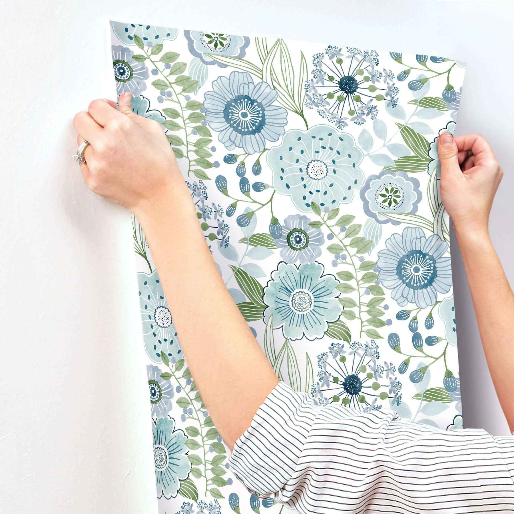 Artistic Bouquet Alpine & Leaf Wallpaper - York Wallcoverings - ZM2892 - York Wallcoverings Wallpaper