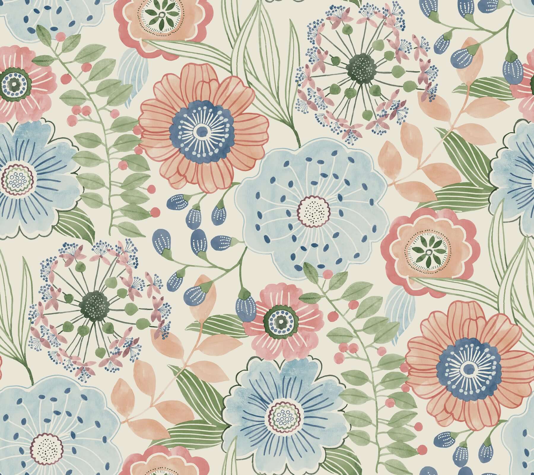 artistic-bouquet-multicolor-wallpaper-york-wallcoverings-zm2893 - York Wallcoverings Wallpaper