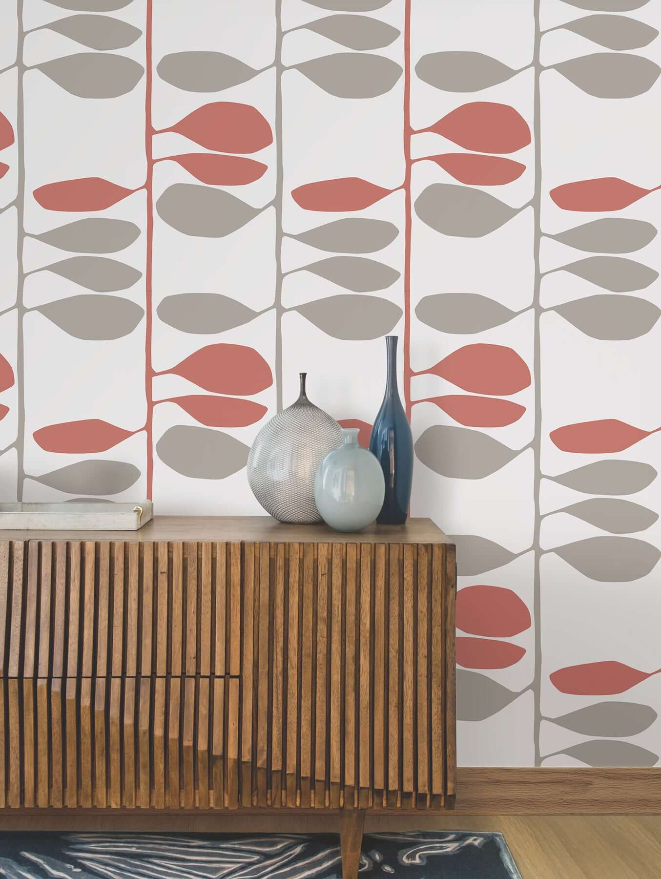sculpted-vines-vermillion-graphite-wallpaper-york-wallcoverings-zm2802 - York Wallpaper Wallpaper