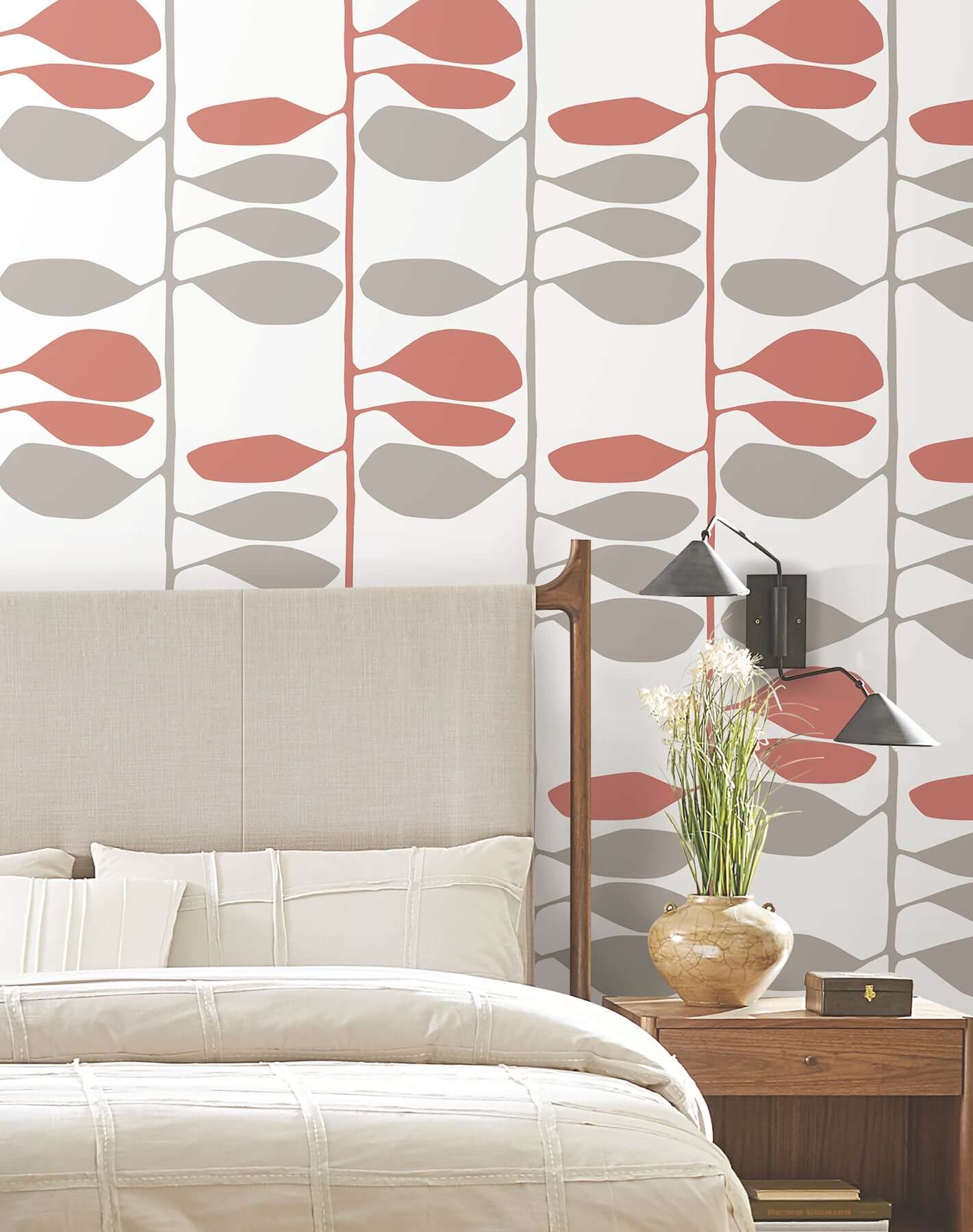 sculpted-vines-vermillion-graphite-wallpaper-york-wallcoverings-zm2802 - York Wallpaper Wallpaper
