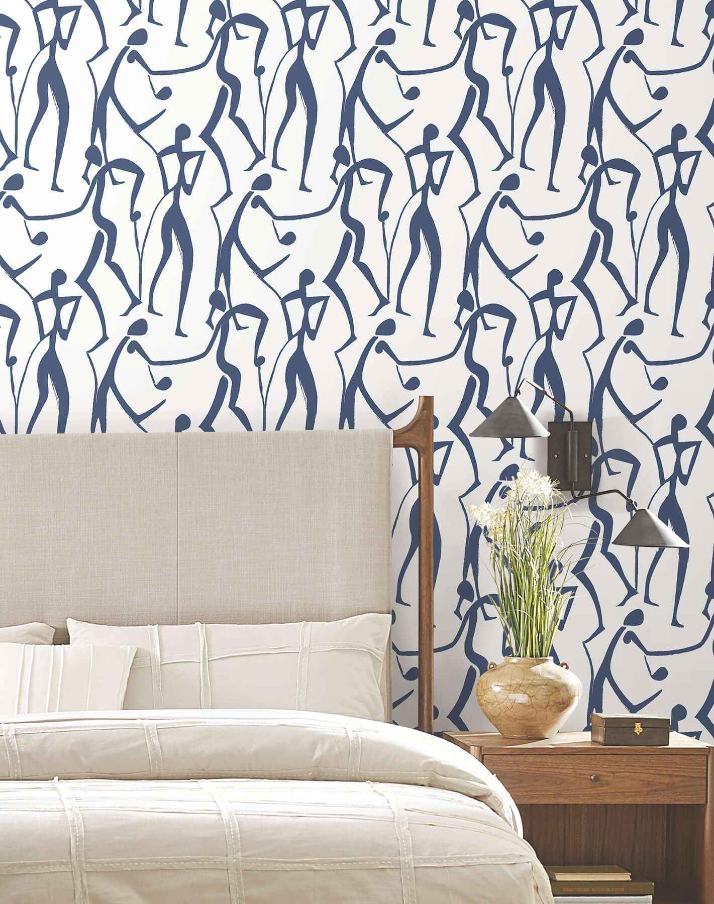 Joyful Dancers Ultramarine Wallpaper - York Wallcoverings - ZM2832