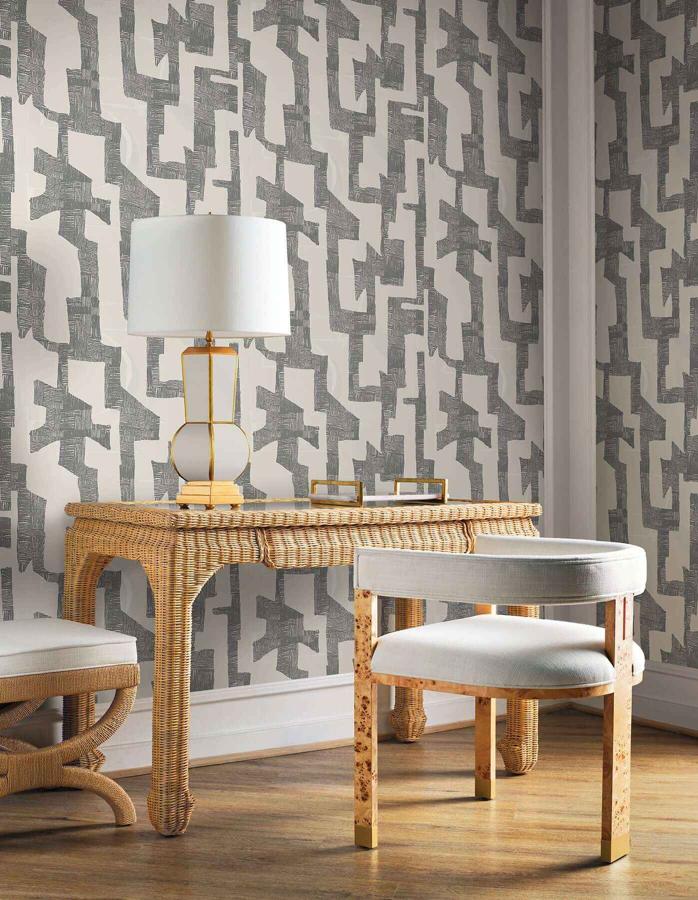 Tribe Black & Taupe Premium Peel + Stick Wallpaper - York Wallcoverings - PSW1669RL