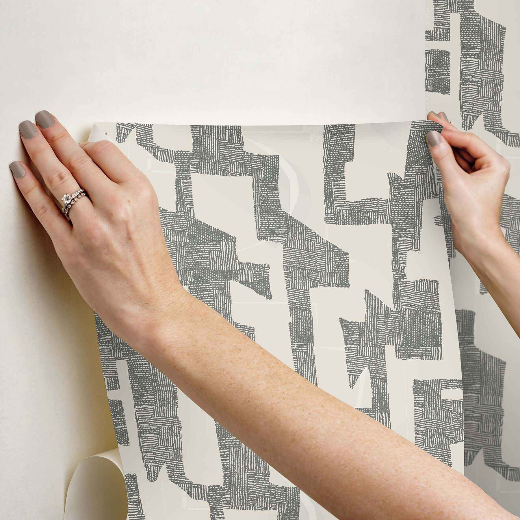 Tribe Black & Taupe Premium Peel + Stick Wallpaper - York Wallcoverings - PSW1669RL - York Wallcoverings Wallpaper