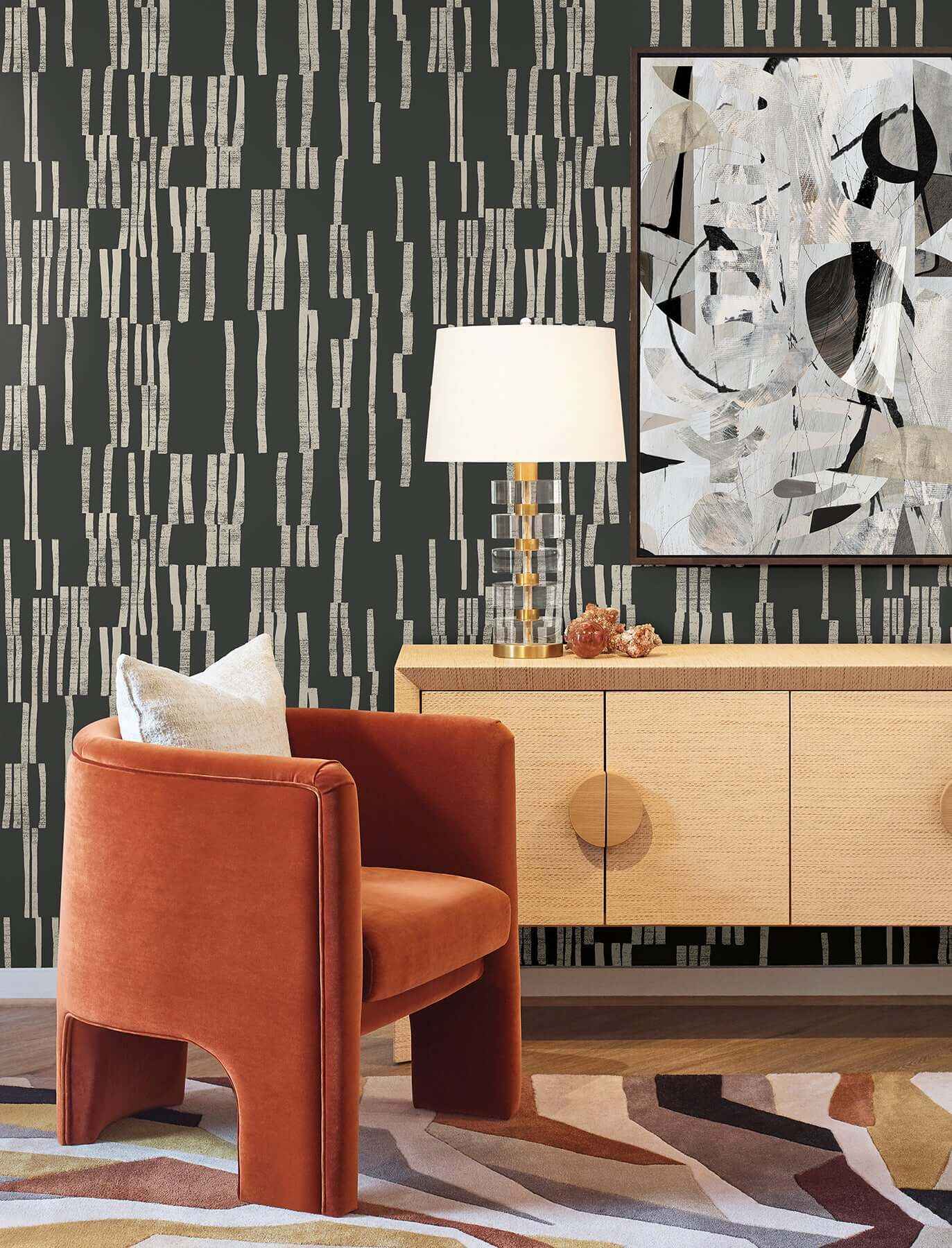 Koso Black & Taupe Premium Peel + Stick Wallpaper - York Wallcoverings - PSW1663RL