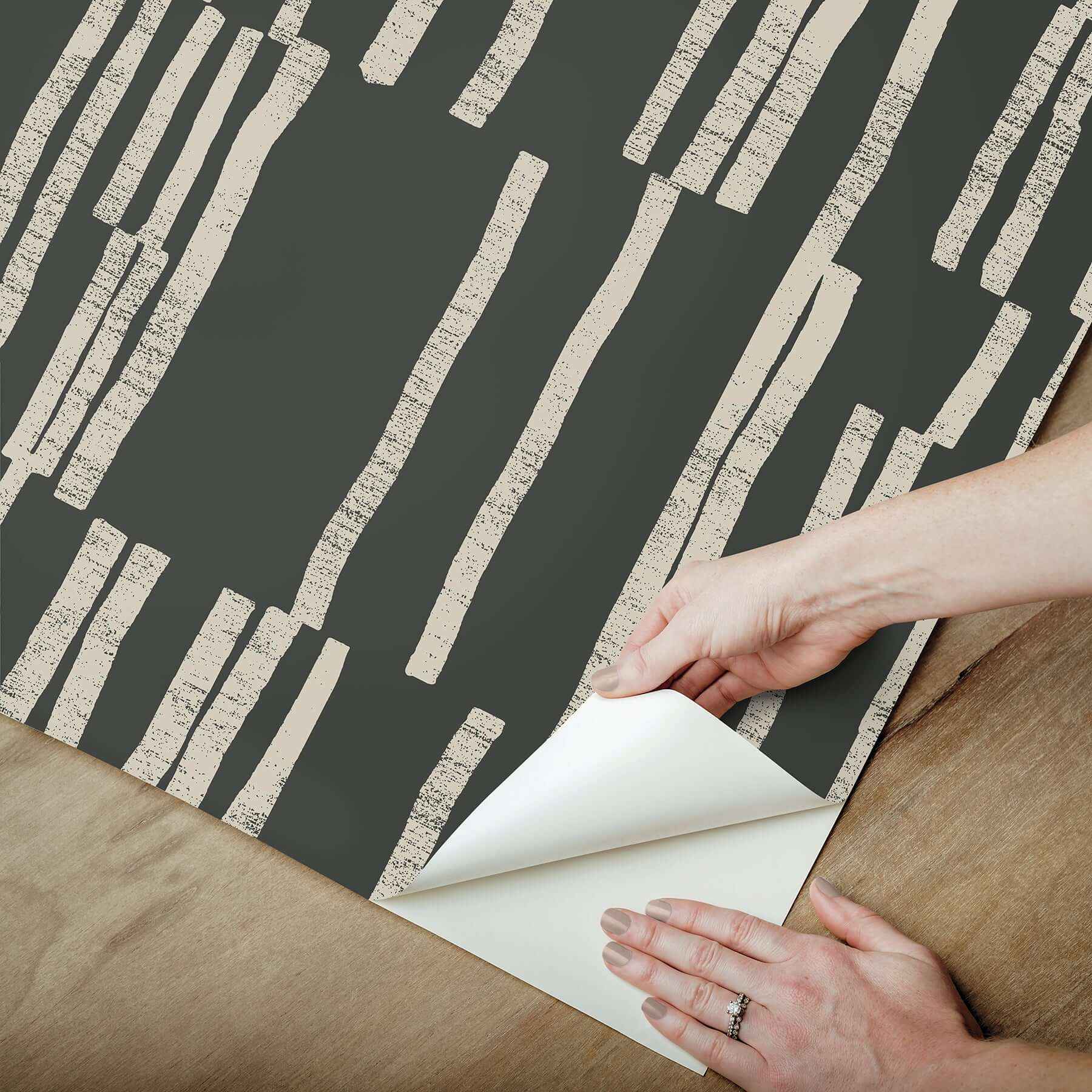 Koso Black & Taupe Premium Peel + Stick Wallpaper - York Wallcoverings - PSW1663RL - York Wallcoverings Wallpaper
