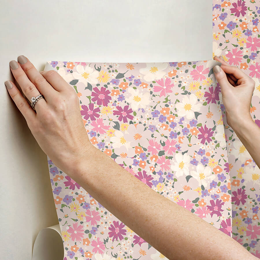 wildflower-impressions-magenta-peel-and-stick-wallpaper-york-wallcoverings-rmws1252 - York Wallcoverings Wallpaper