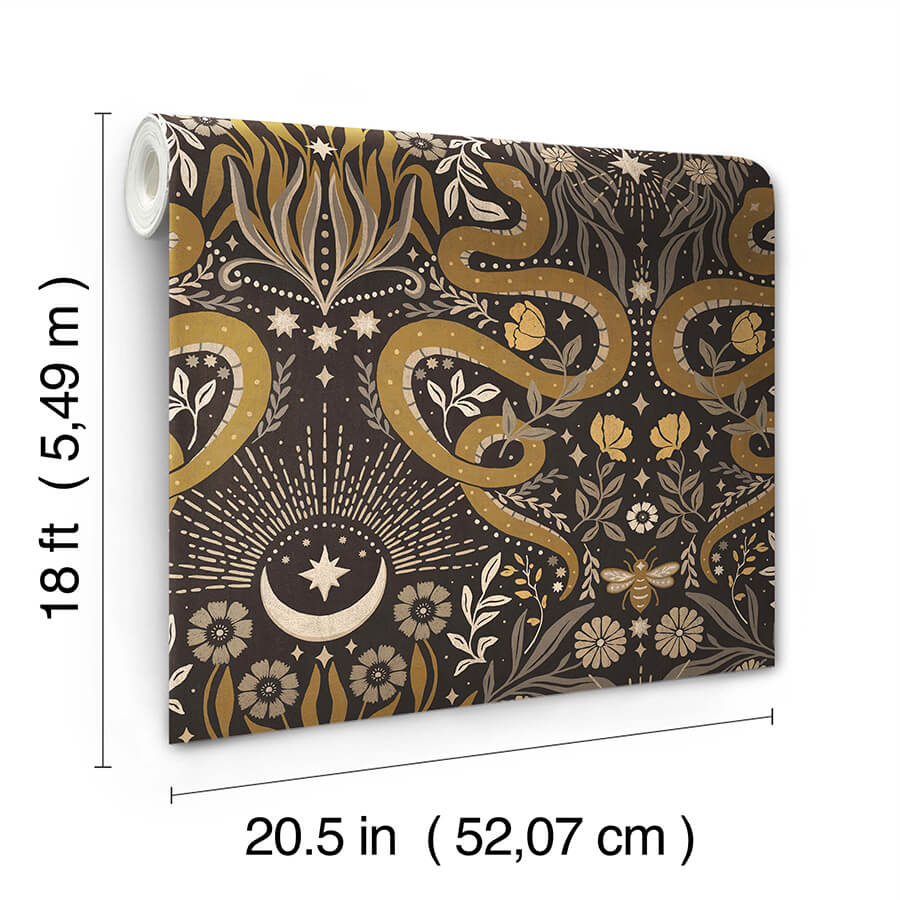 Mystic Serpent Black Gold Peel and Stick Wallpaper | RMWS1255 – The ...