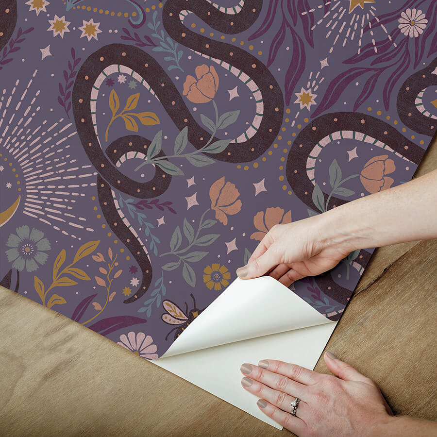 mystic-serpent-plum-peel-and-stick-wallpaper-york-wallcoverings-rmws1256 - York Wallcoverings Wallpaper