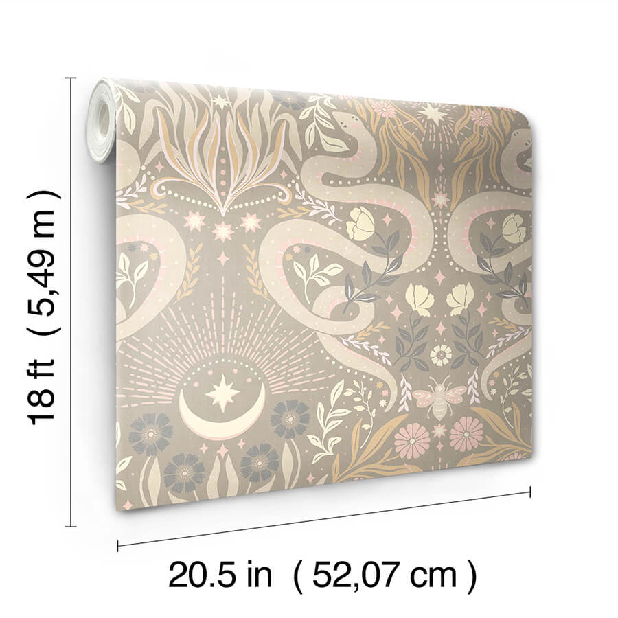 mystic-serpent-taupe-peel-and-stick-wallpaper-york-wallcoverings-rmws1258 - York Wallcoverings Wallpaper