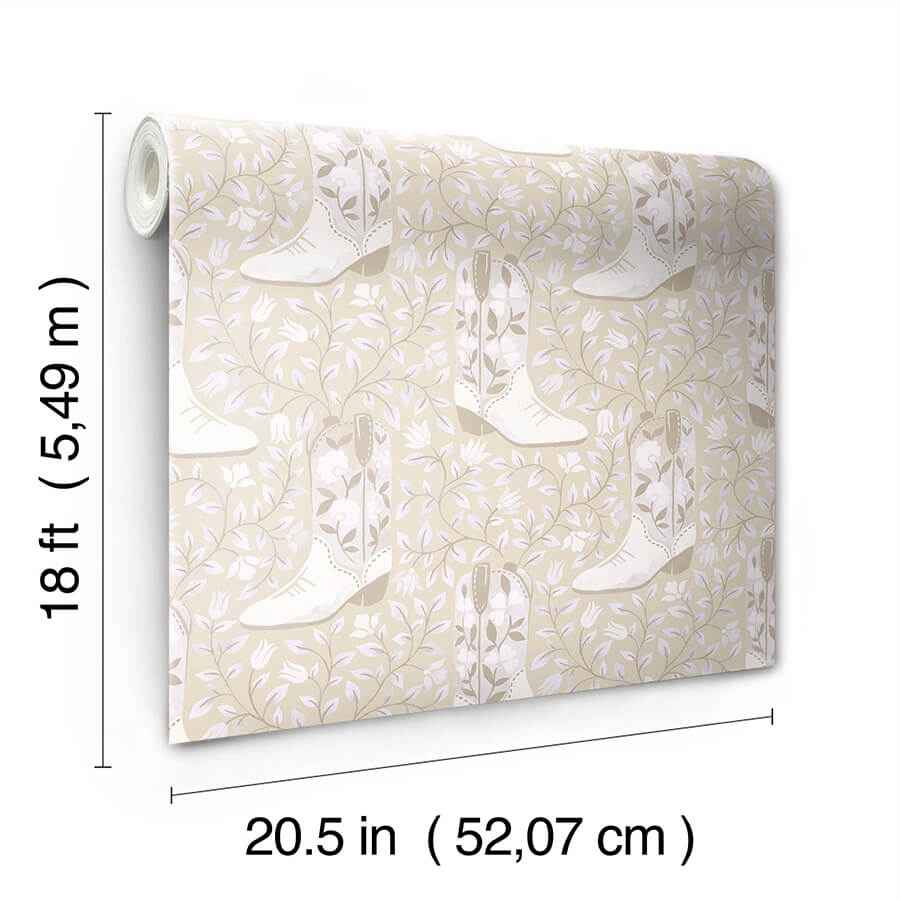 Cowgirl Like Me Beige Peel and Stick Wallpaper - York Wallcoverings - RMWS1261 - York Wallcoverings Wallpaper
