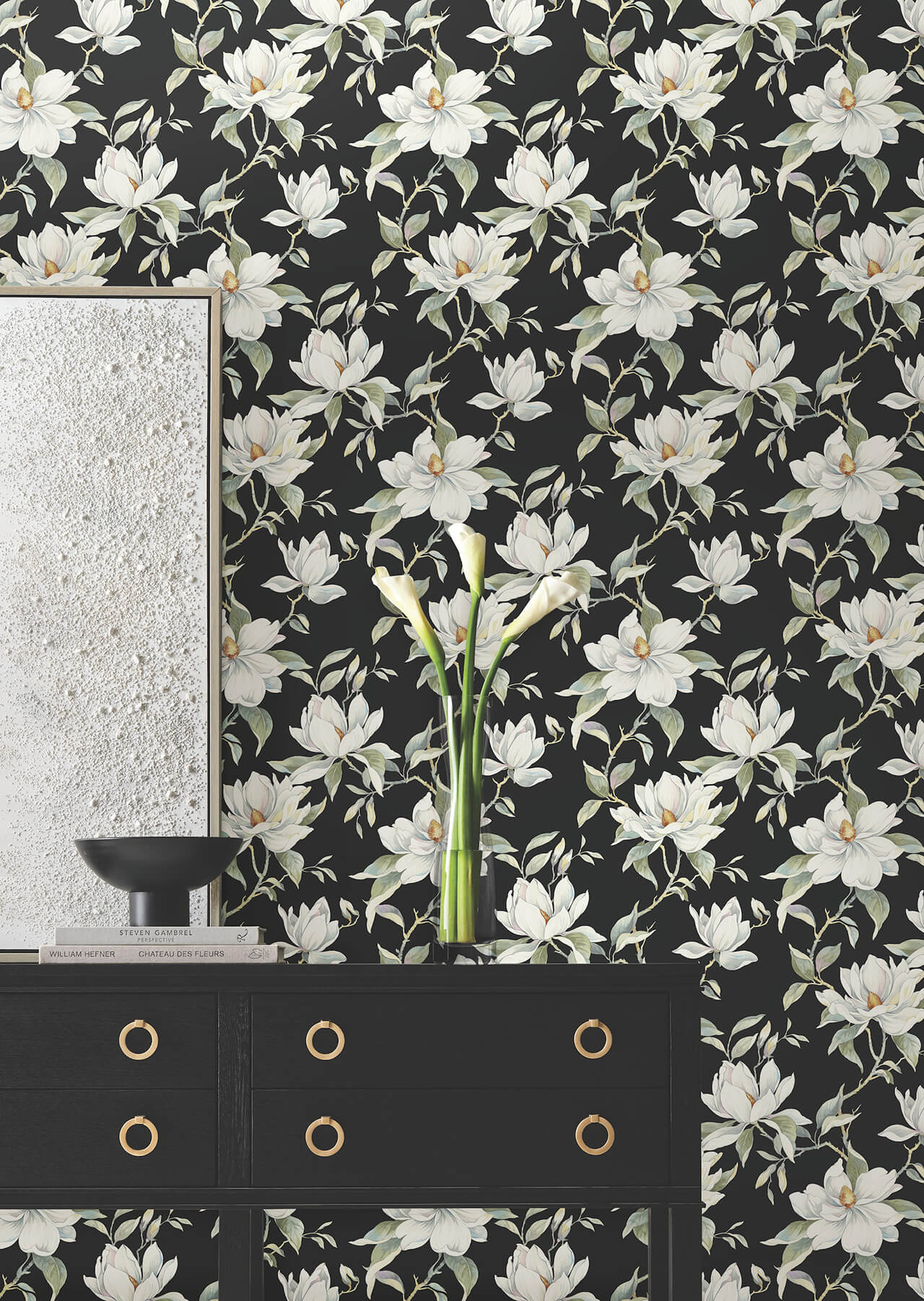 garden-jewels-black-wallpaper-york-wallcoverings-df3313 - York Wallpaper Wallpaper
