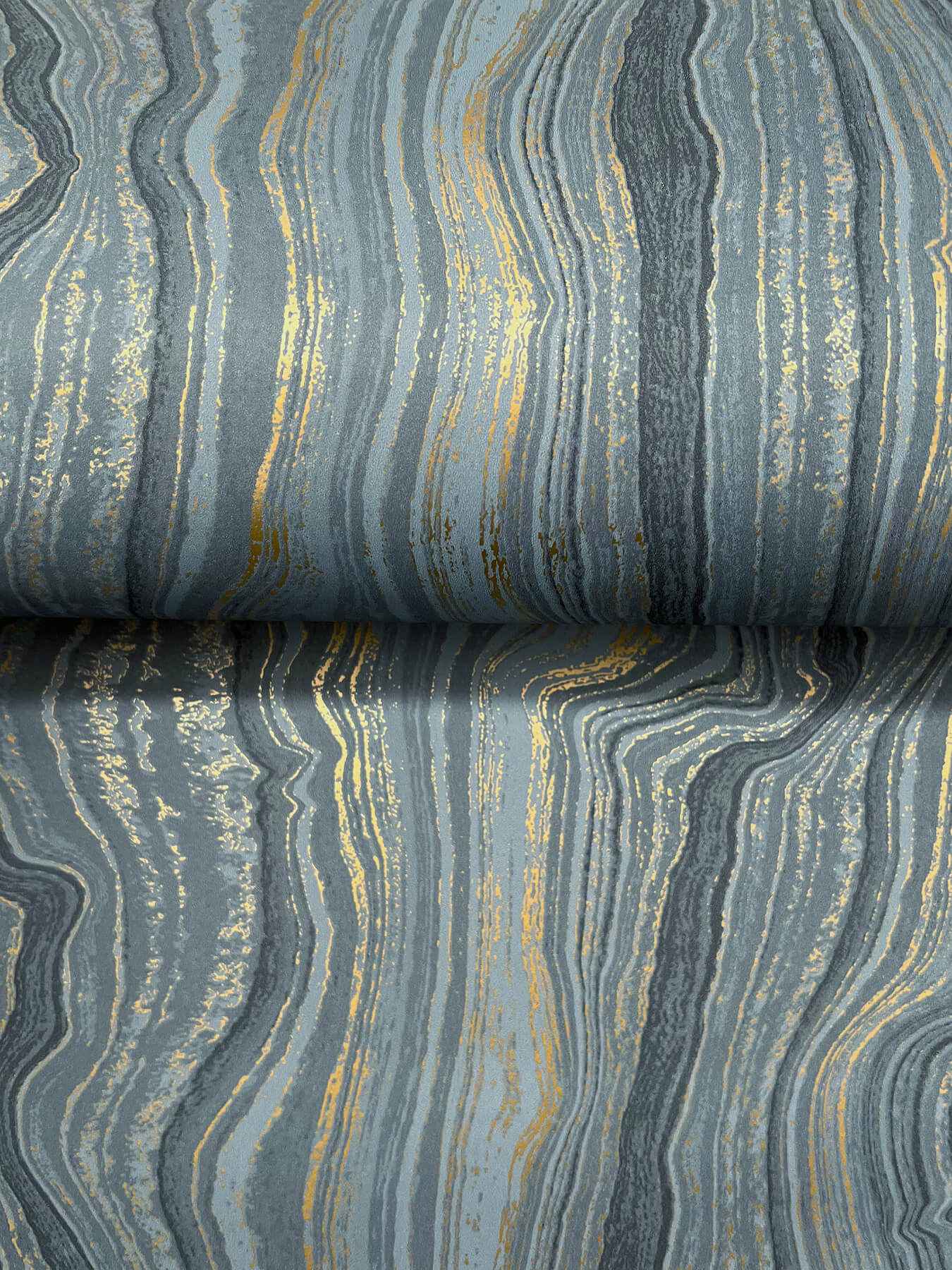 Mineral Shimmer Denim & Gold Wallpaper - York Wallcoverings - DF3321
