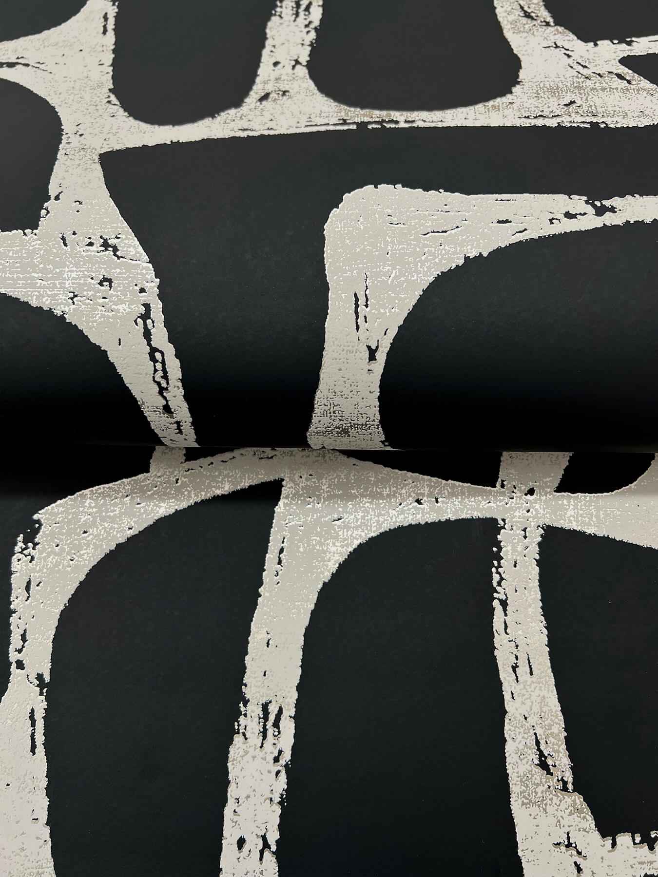 Craftsman Geometric Black Wallpaper - York Wallcoverings - DF3352