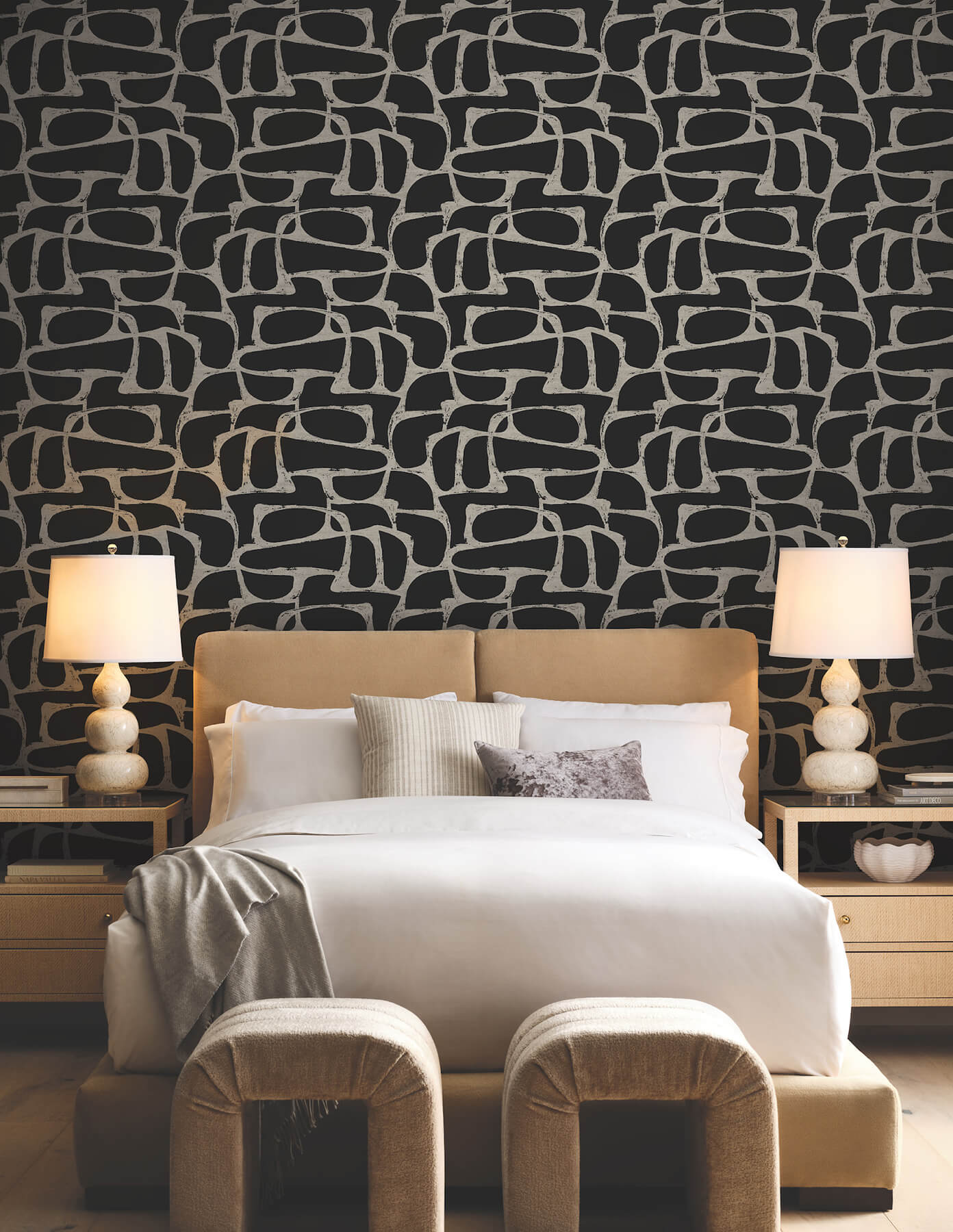 craftsman-geometric-black-wallpaper-york-wallcoverings-df3352 - York Wallpaper Wallpaper