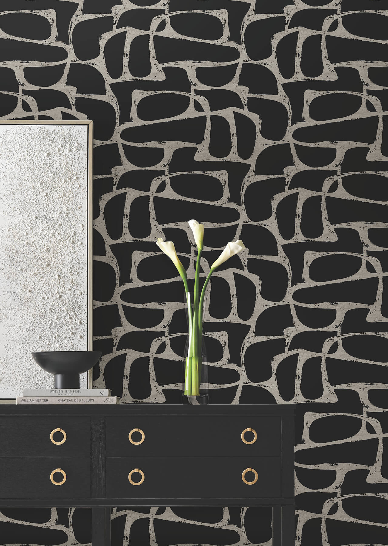 craftsman-geometric-black-wallpaper-york-wallcoverings-df3352 - York Wallpaper Wallpaper